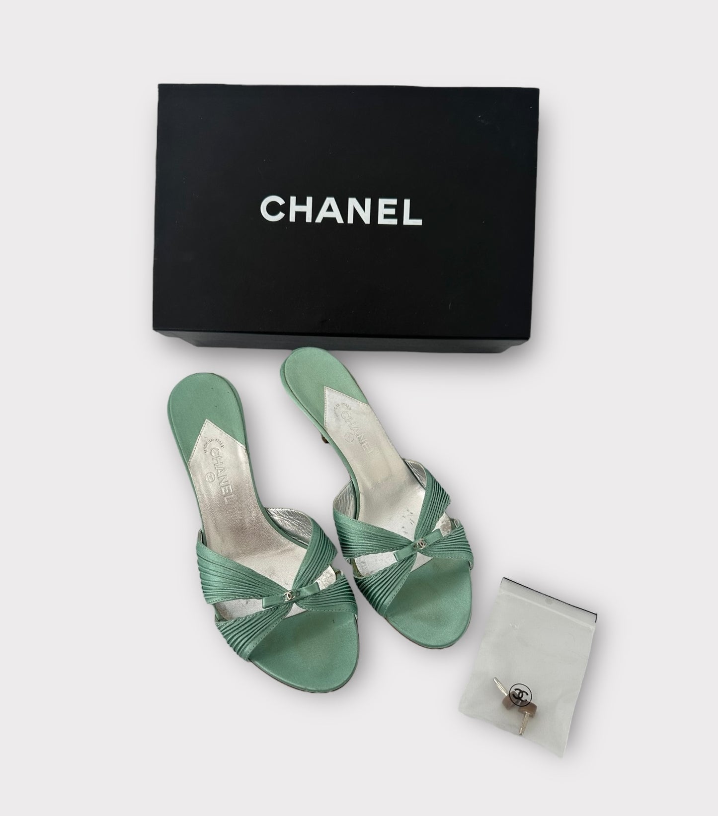 Mules /Escarpins Chanel turquoise/ vert clair/ T.37