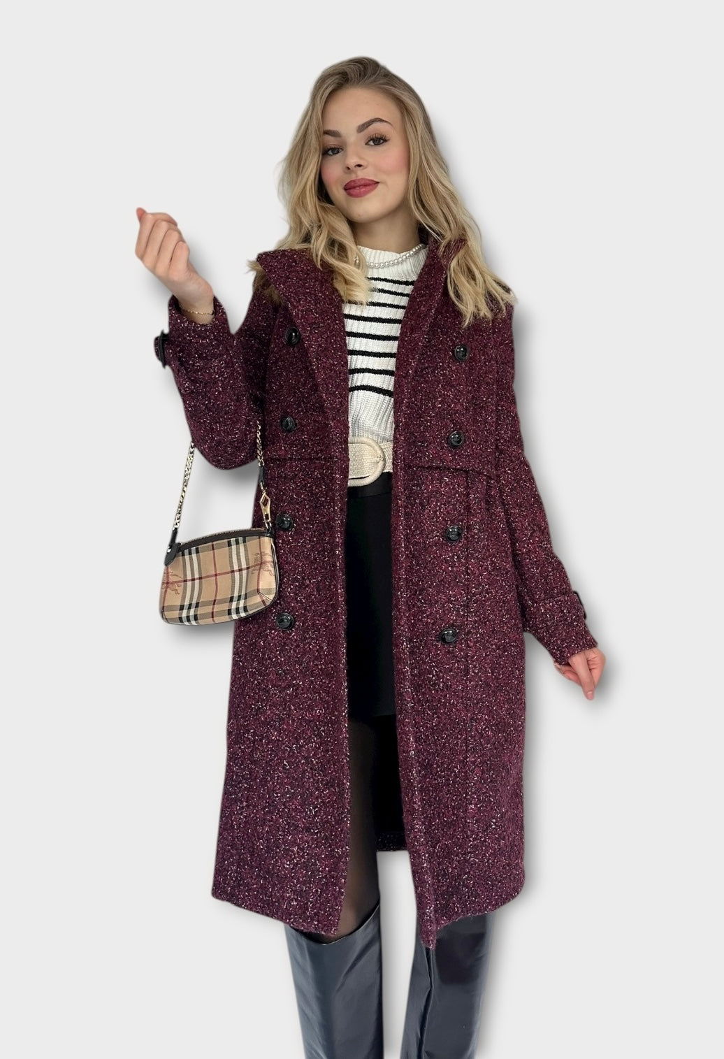 Burberry – Manteau en tweed Violet et Rose | T.M