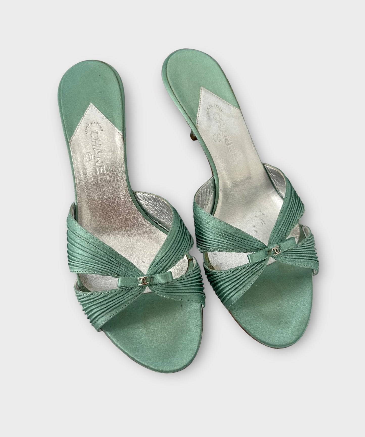 Mules /Escarpins Chanel turquoise/ vert clair/ T.37