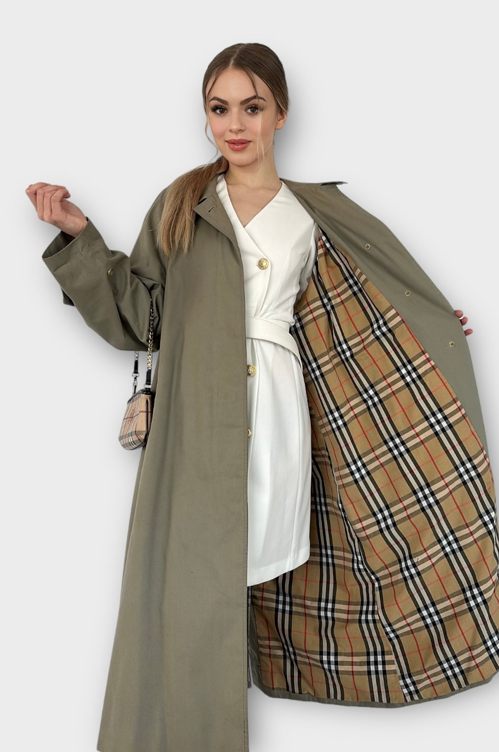 Trench-coat Burberry modèle « Camden » Kaki vintage/ T.M