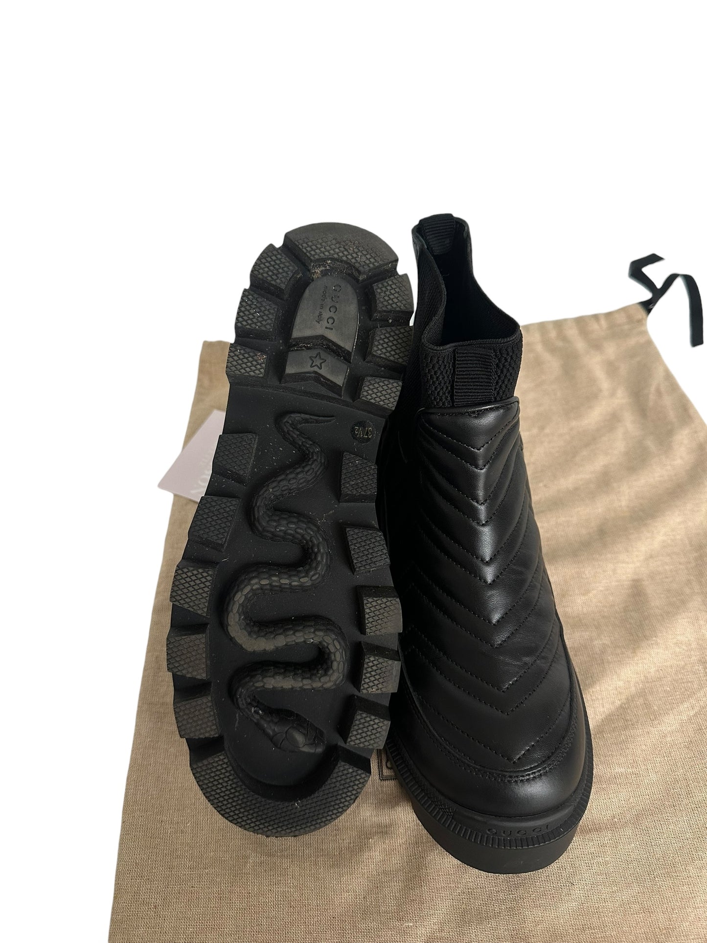 Gucci - Bottines Chelsea en cuir noir | T.37,5