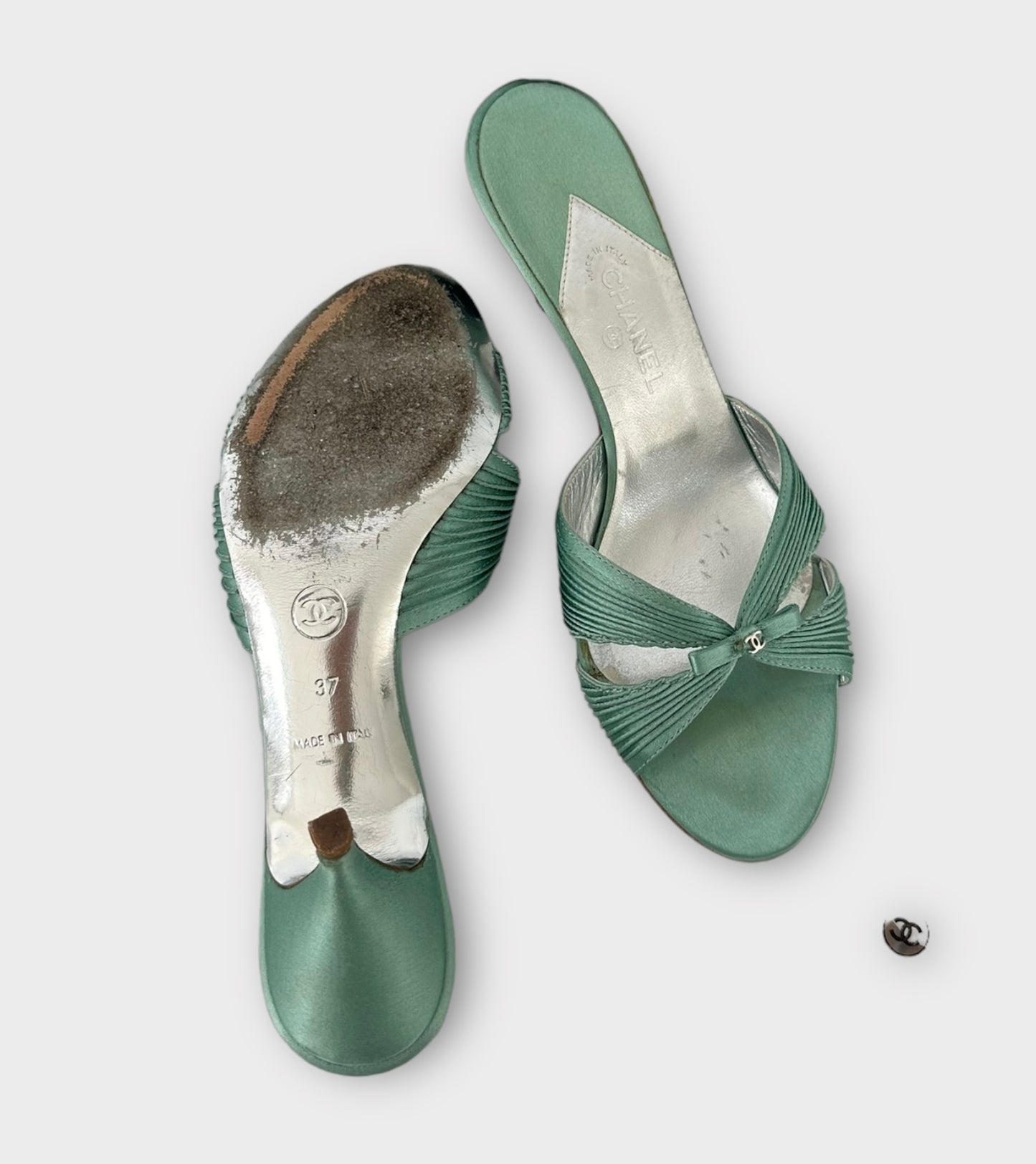 Mules /Escarpins Chanel turquoise/ vert clair/ T.37