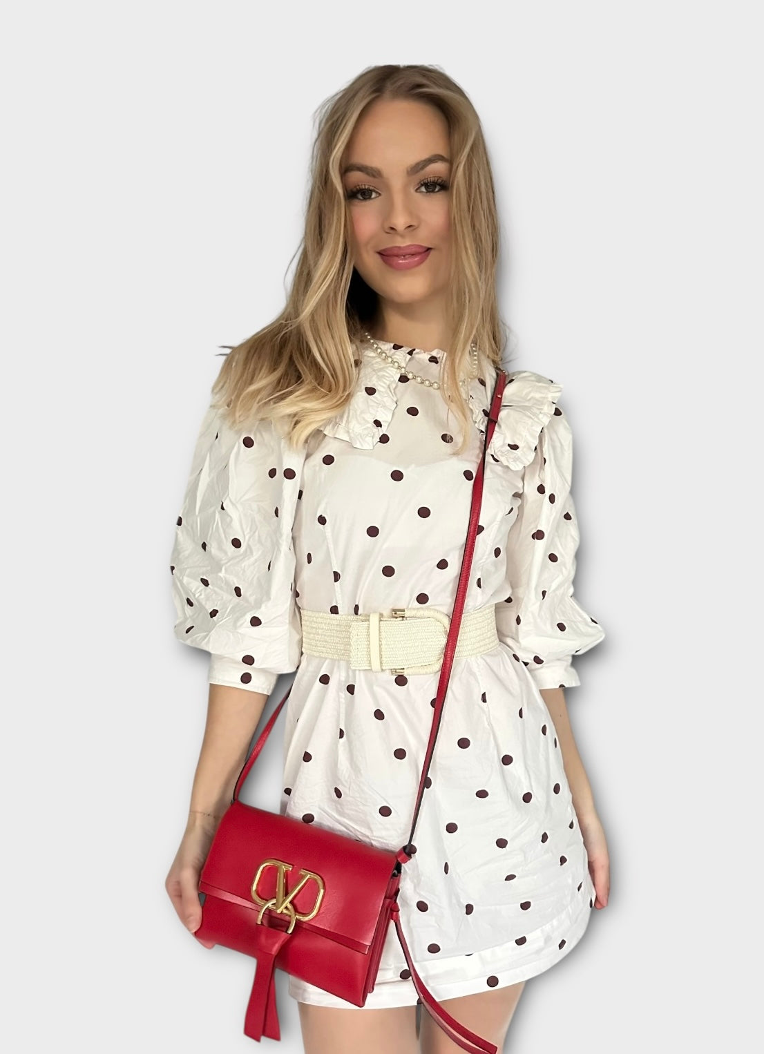 Valentino Garavani - Sac « Vring » en cuir rouge