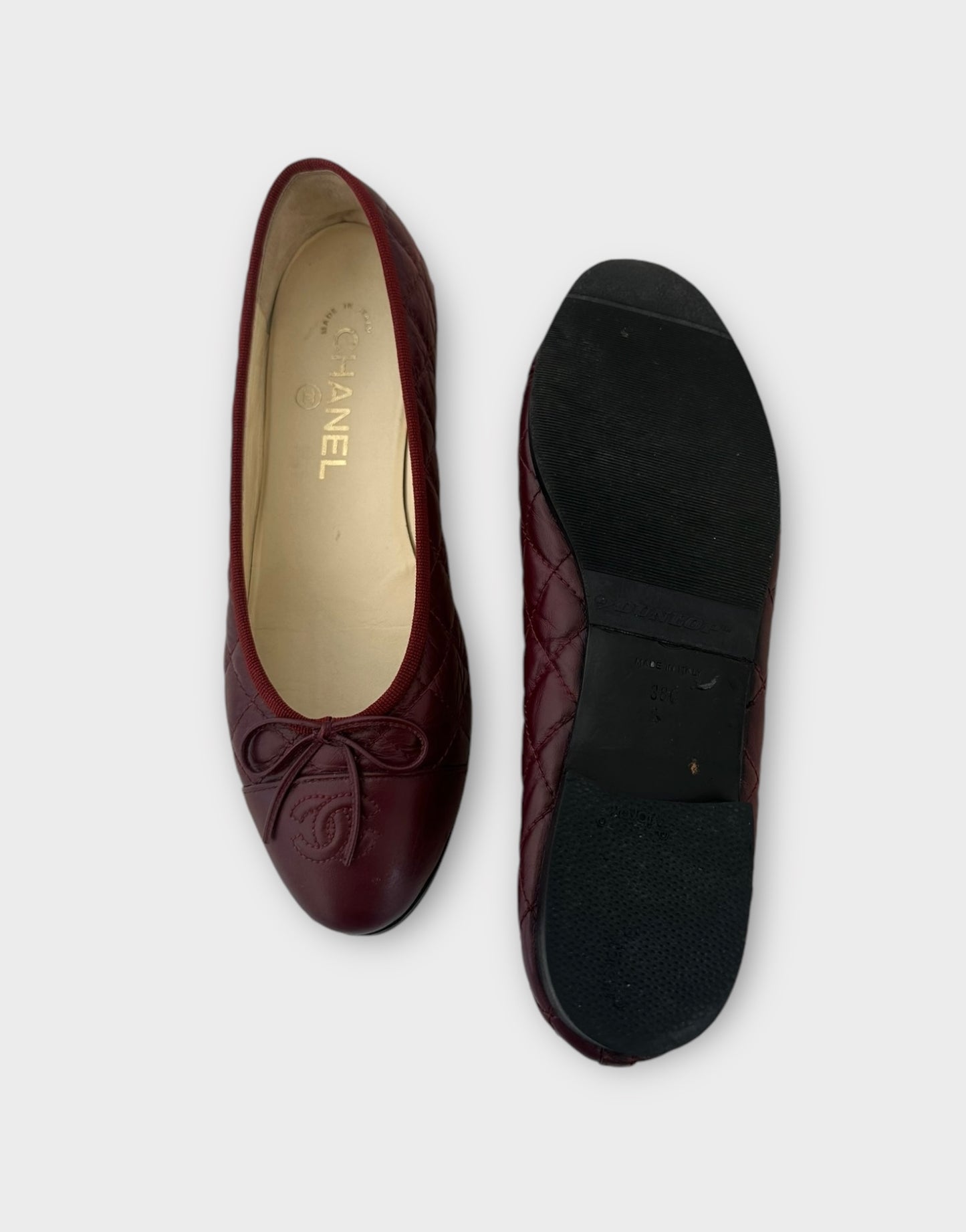 Chanel Ballerines matelassés bordeaux | T.38