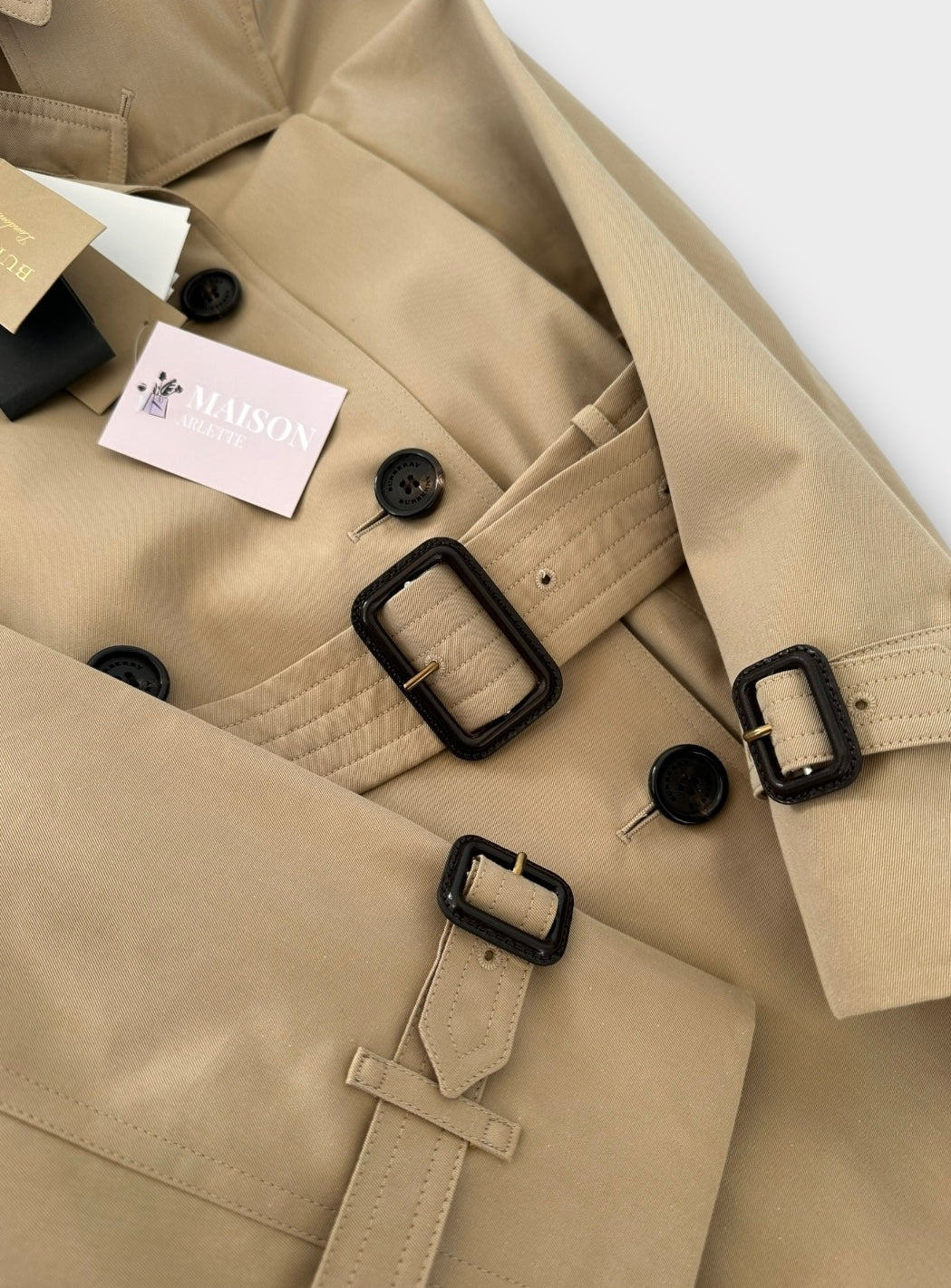 Burberry Trench-coat modèle “ the Kensington ” Honey long heritage| T.XS