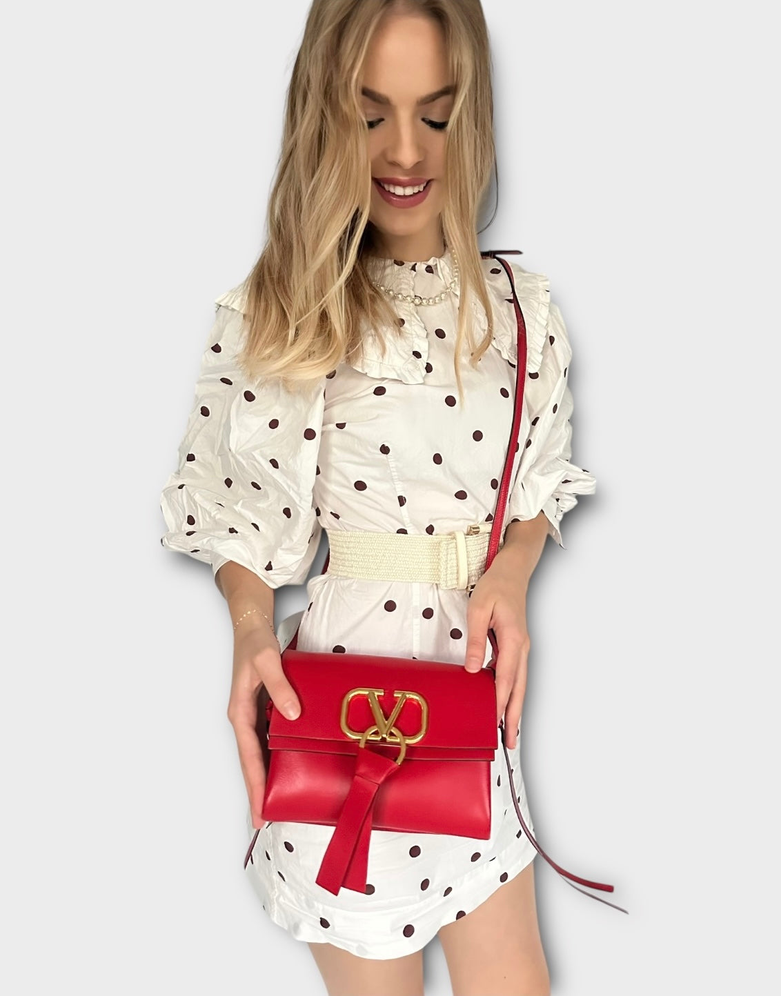 Valentino Garavani - Sac « Vring » en cuir rouge