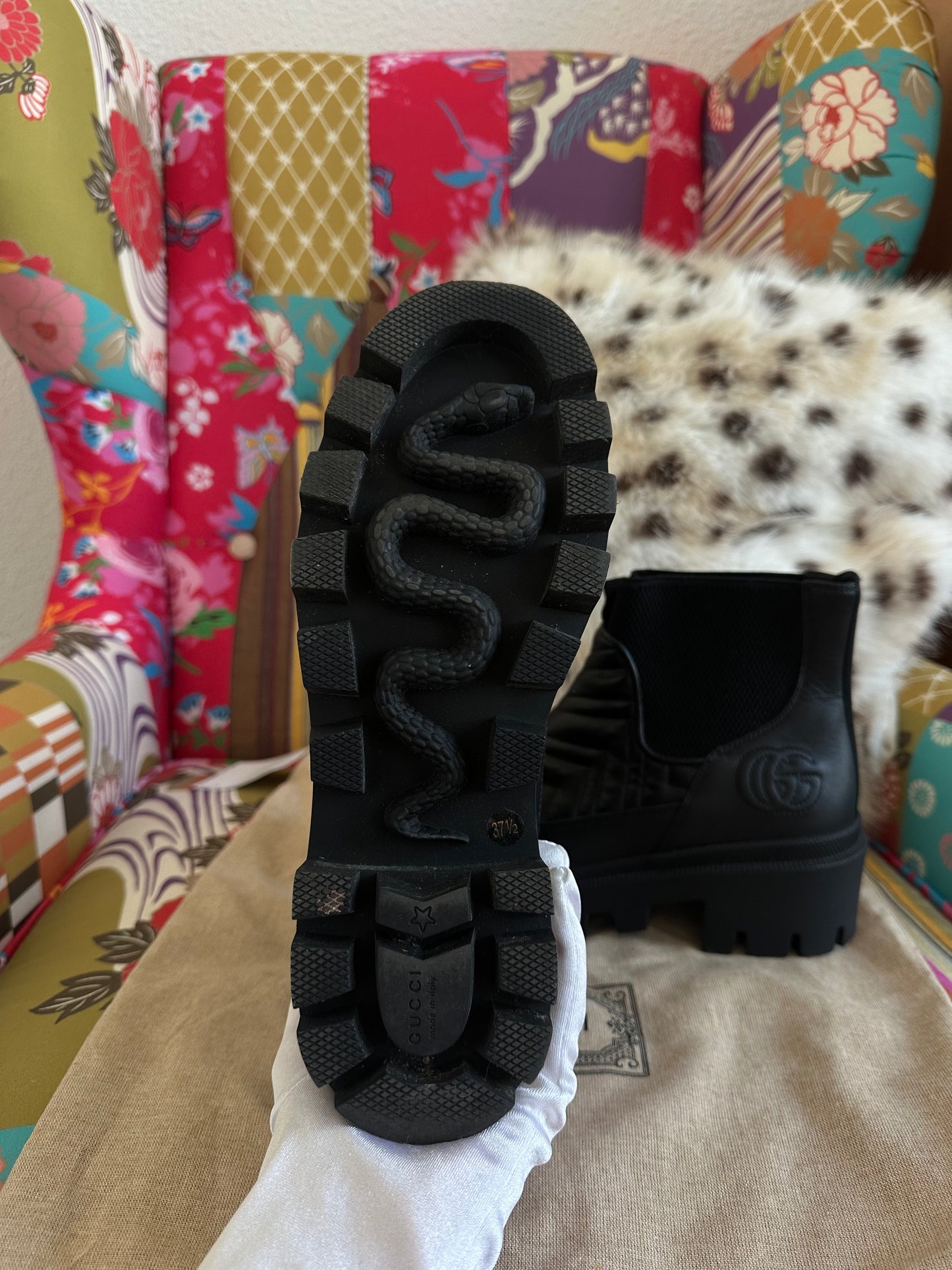 Gucci - Bottines Chelsea en cuir noir | T.37,5