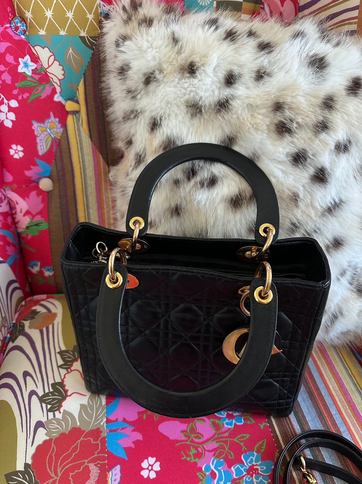 Dior - Lady Dior Medium vintage cuir noir