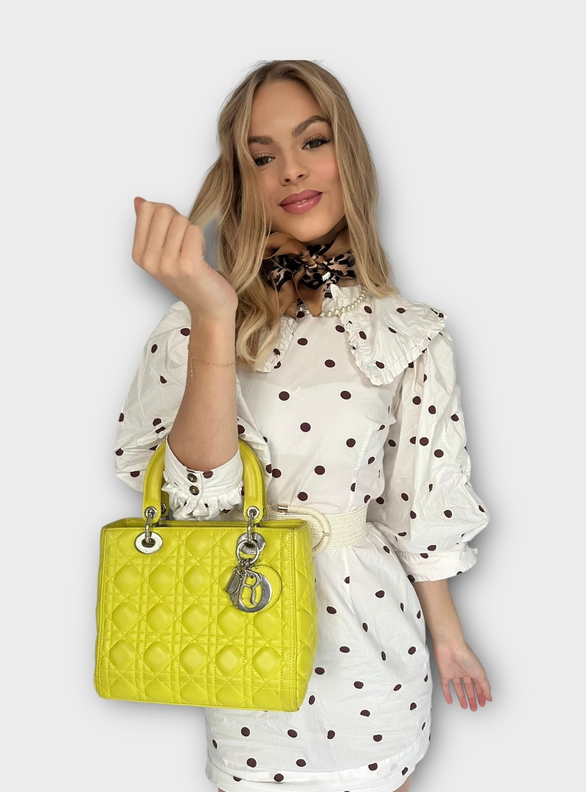 Lady Dior Medium cuir jaune anis