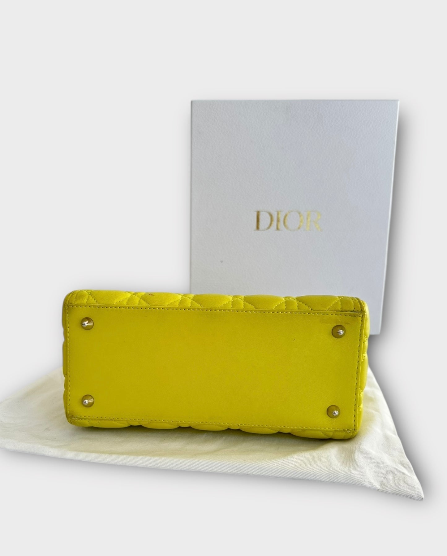 Lady Dior Medium cuir jaune anis