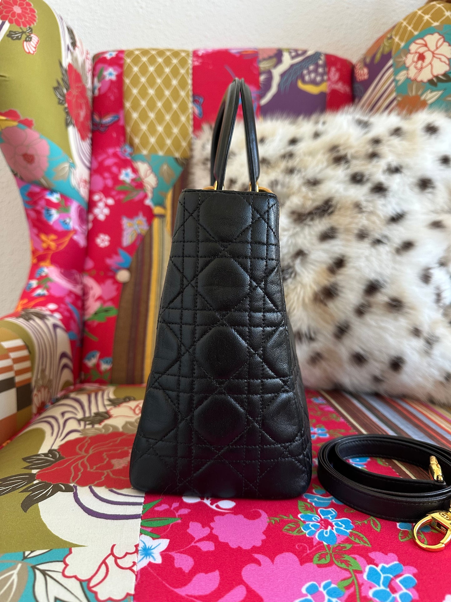 Dior - Lady Dior Medium vintage cuir noir
