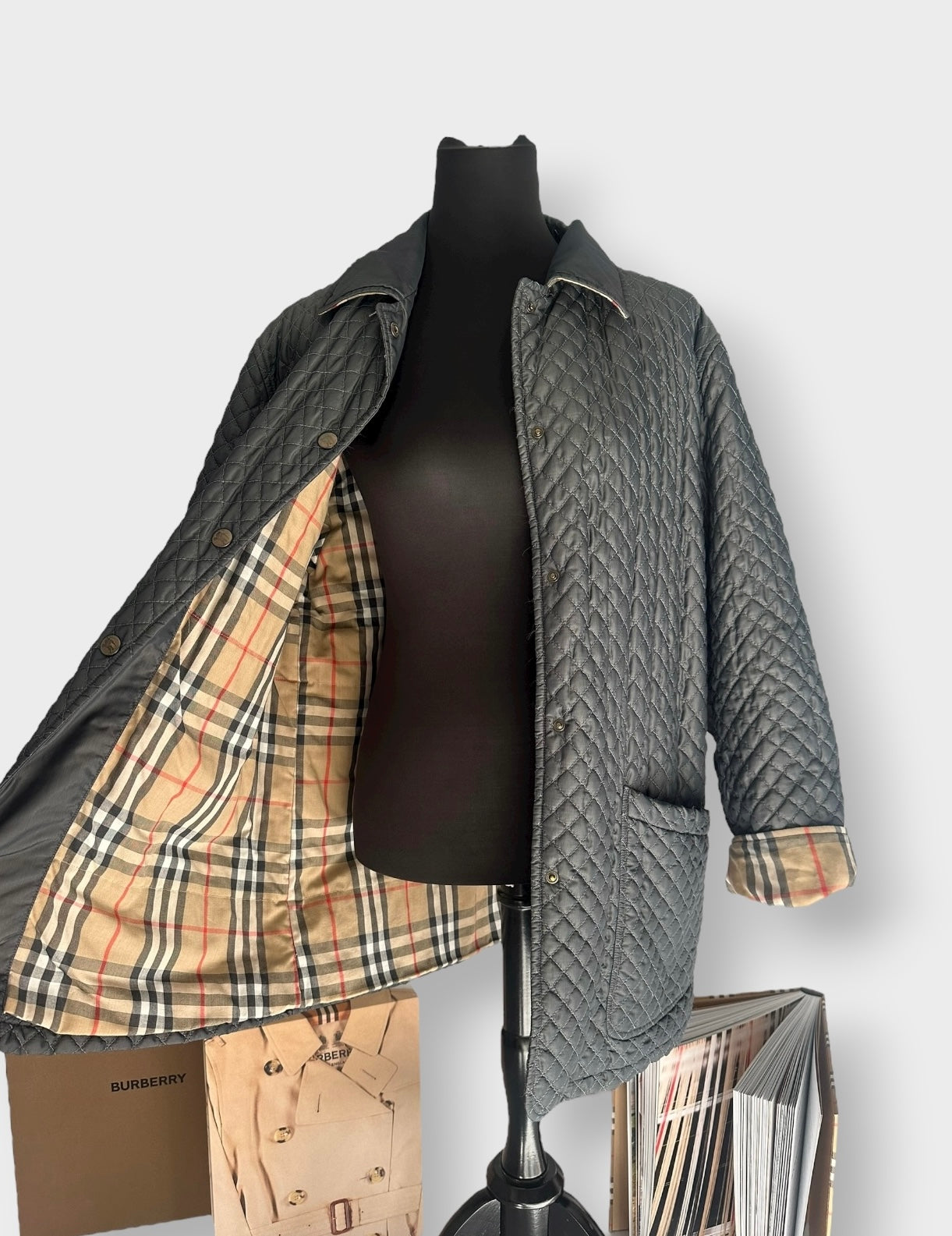 Burberry - vintage Veste matelassée bleu gris | T.M