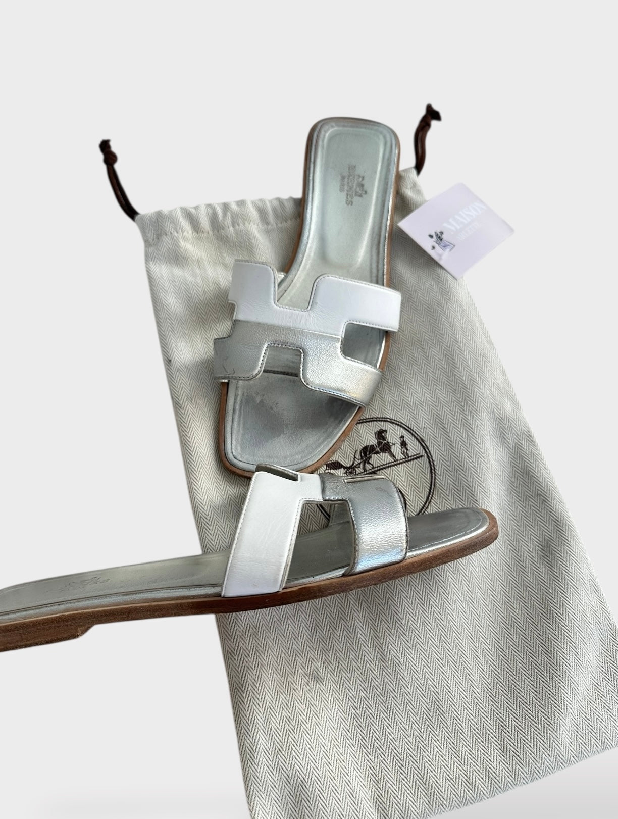 Hermès - Mules Oran bicolore | T.38,5