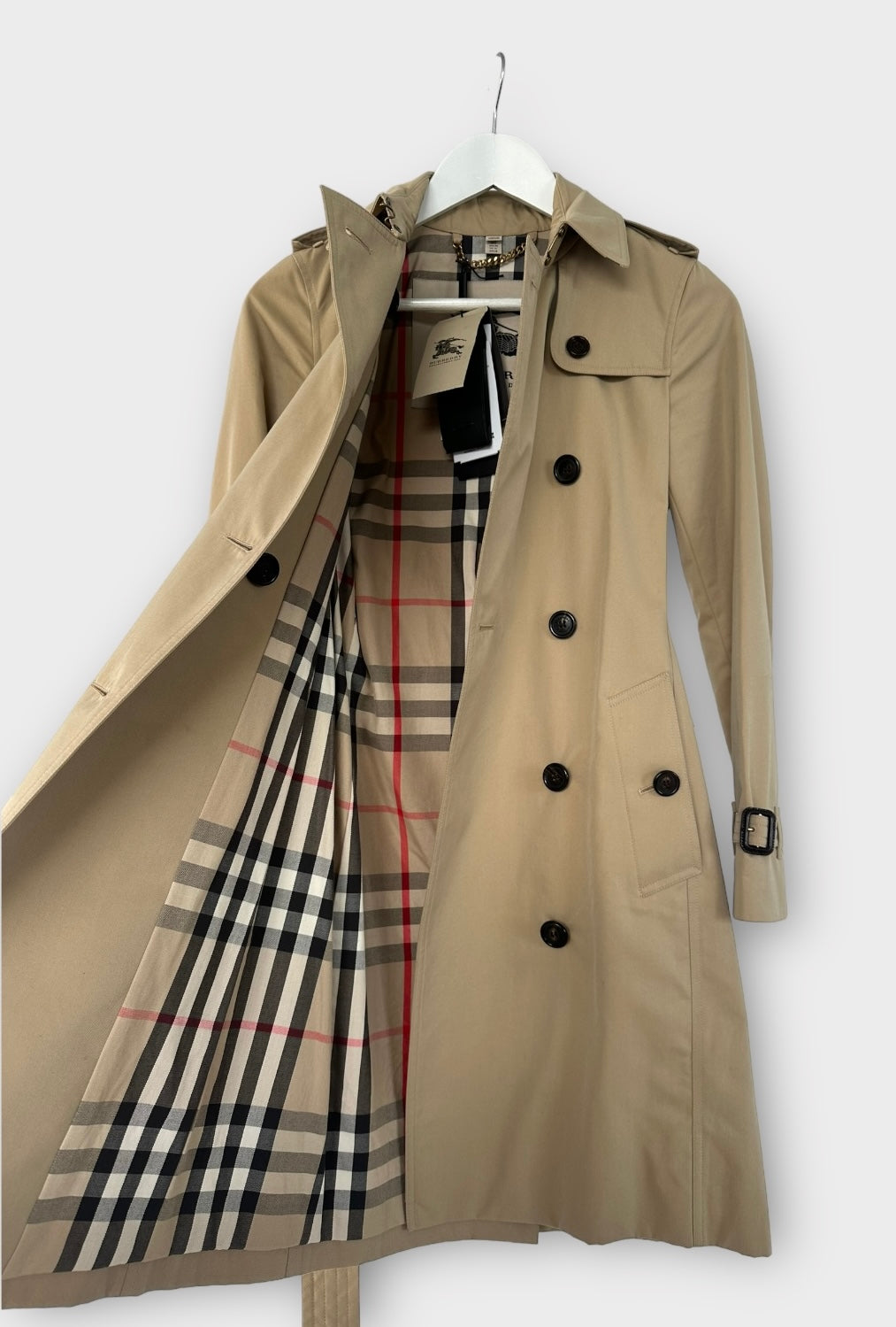 Trench-coat Burberry modèle “ the Kensington ” Honey long heritage/ T.XS