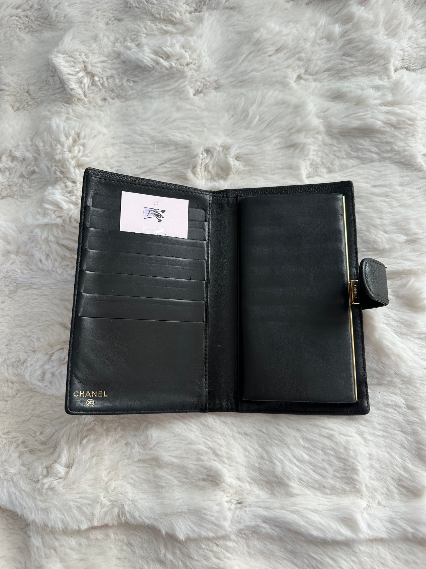 Chanel - Portefeuille long en cuir caviar noir