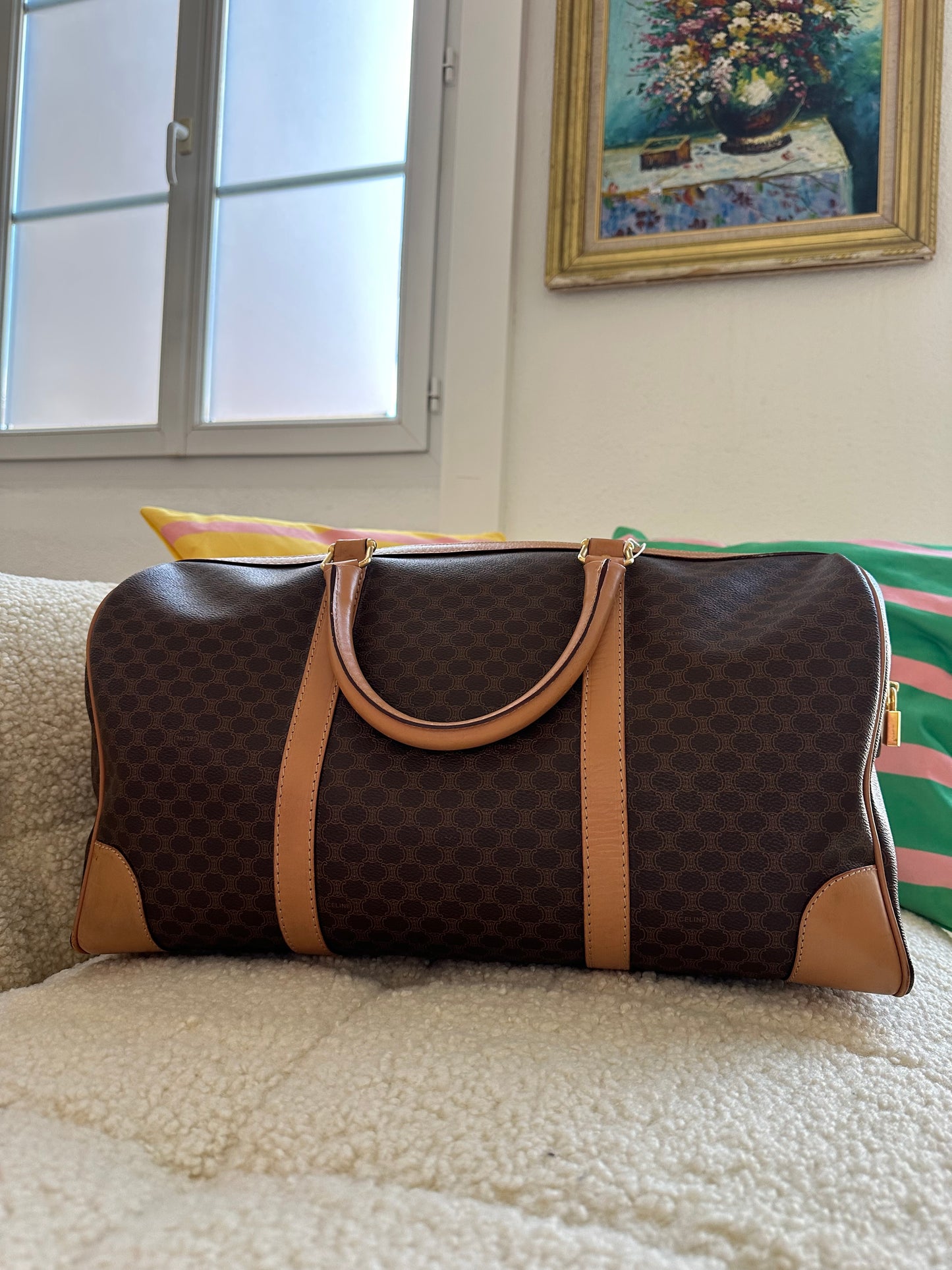 CELINE - Sac de voyage 45 toile macadam vintage