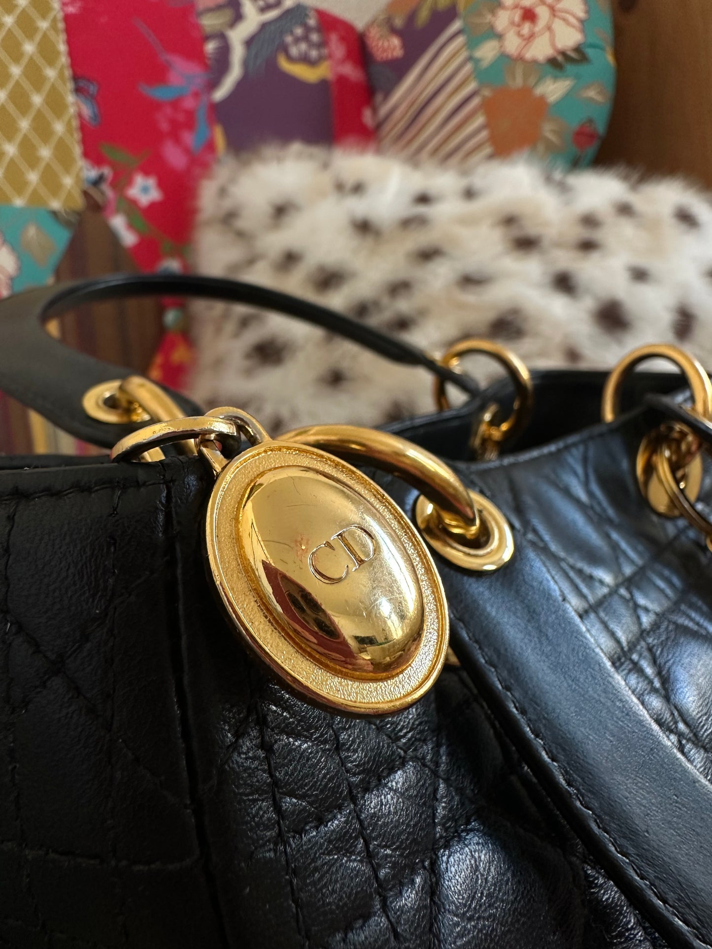 Dior - Lady Dior Medium vintage cuir noir