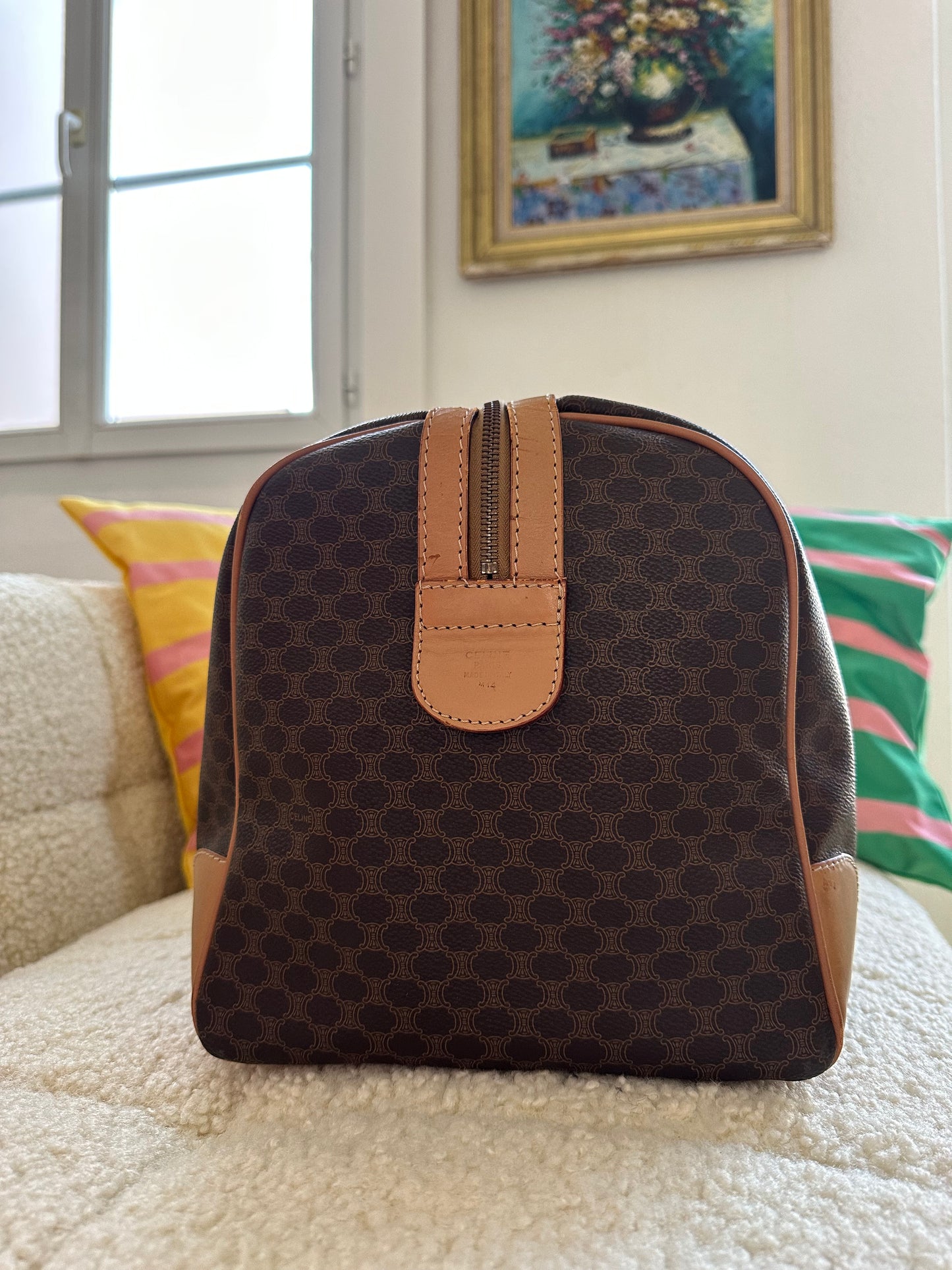 CELINE - Sac de voyage 45 toile macadam vintage