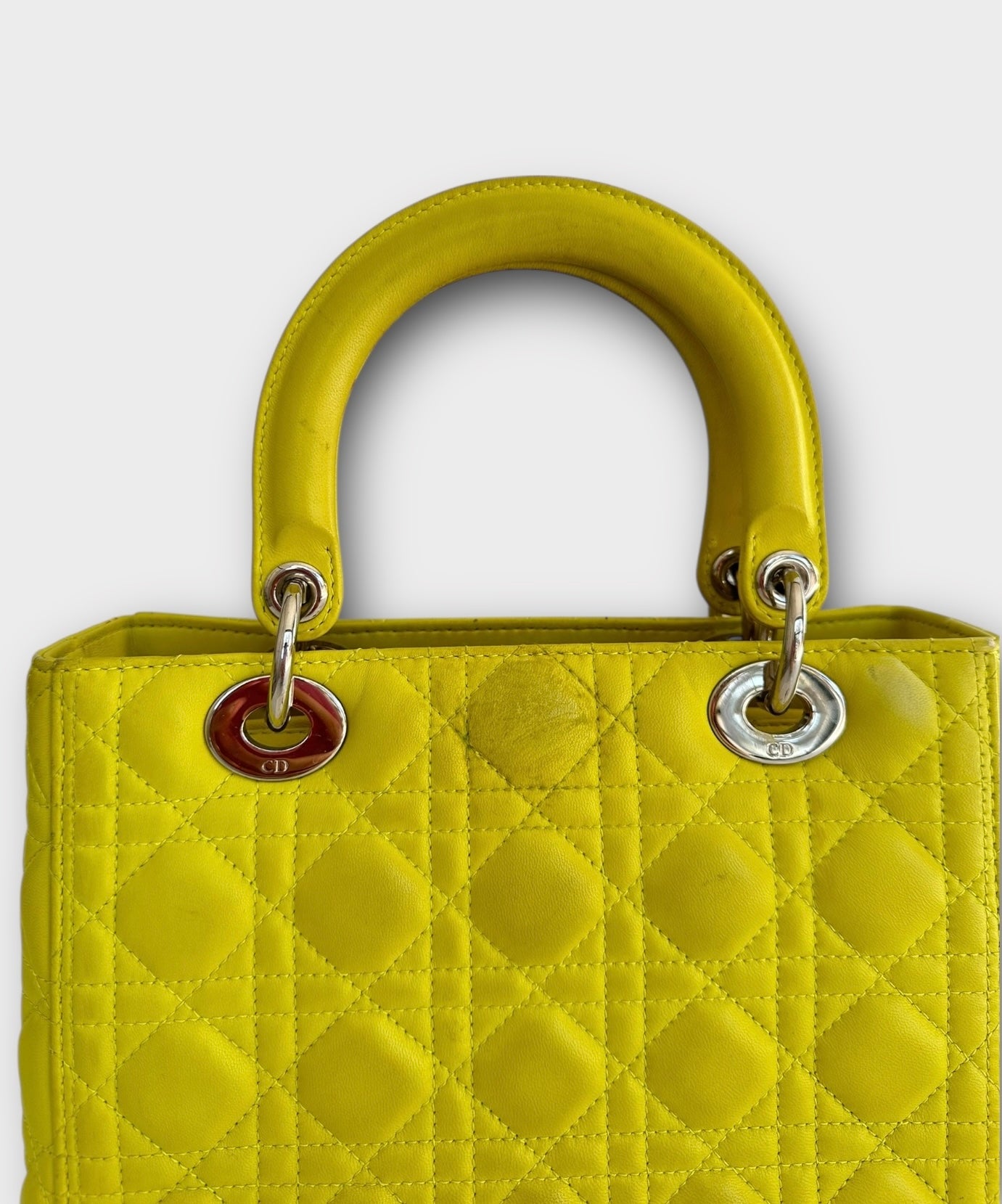 Lady Dior Medium cuir jaune anis