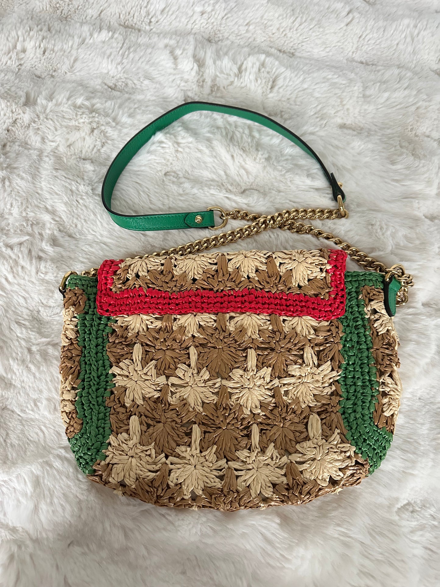 Gucci - GG Marmont floral raphia bandoulière