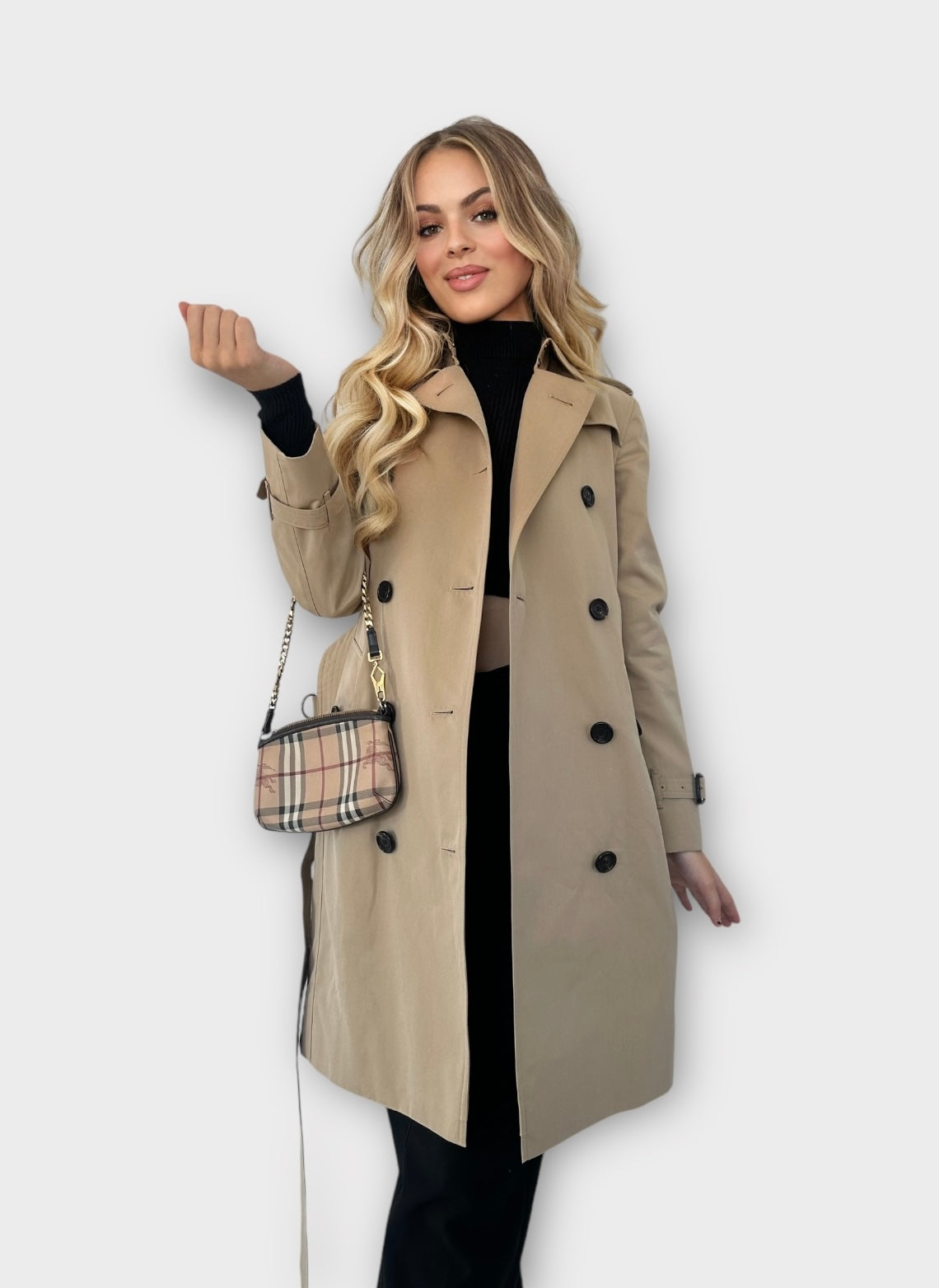 Burberry Trench-coat modèle “ the Kensington ” Honey long heritage| T.XS