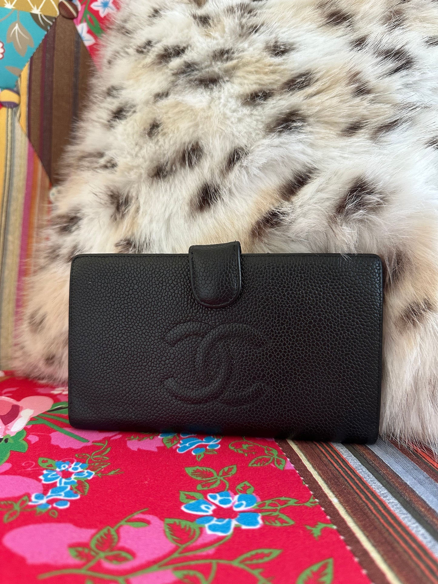 Chanel - Portefeuille long en cuir caviar noir