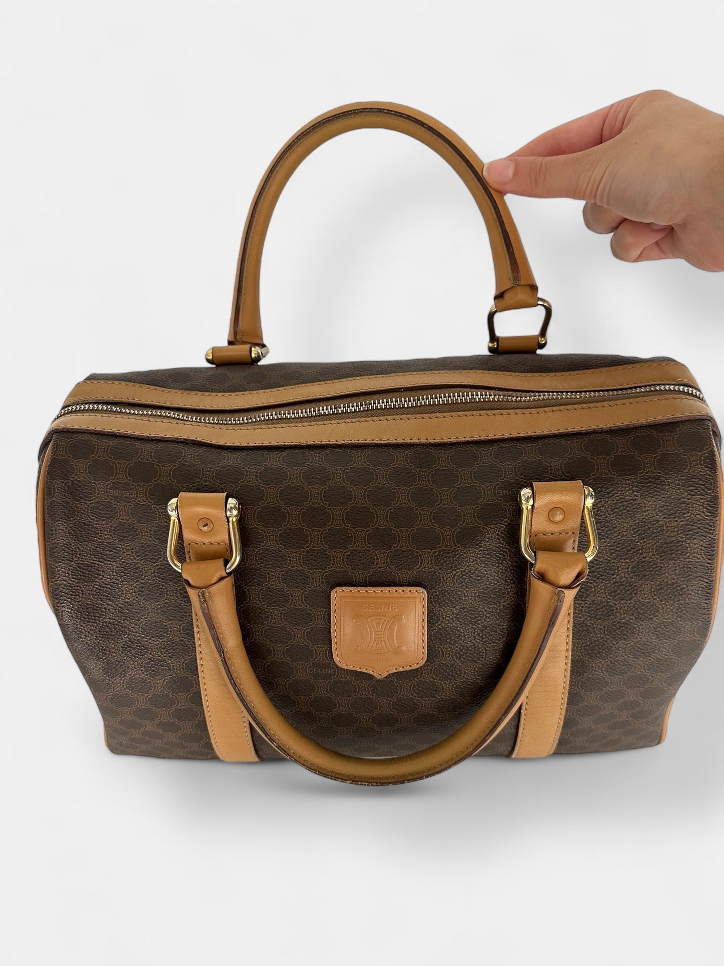 CELINE sac Boston toile Macadam