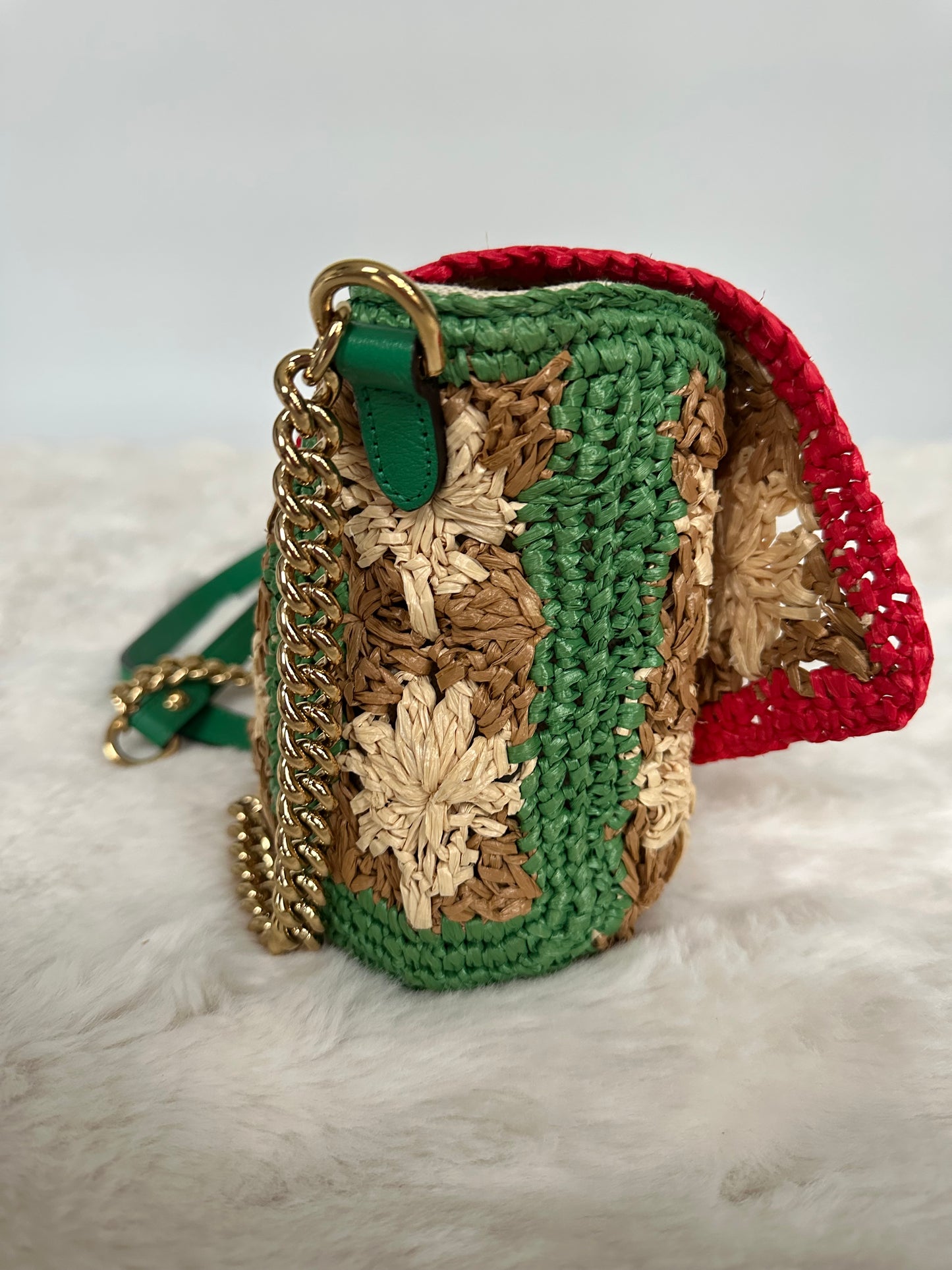 Gucci - GG Marmont floral raphia bandoulière