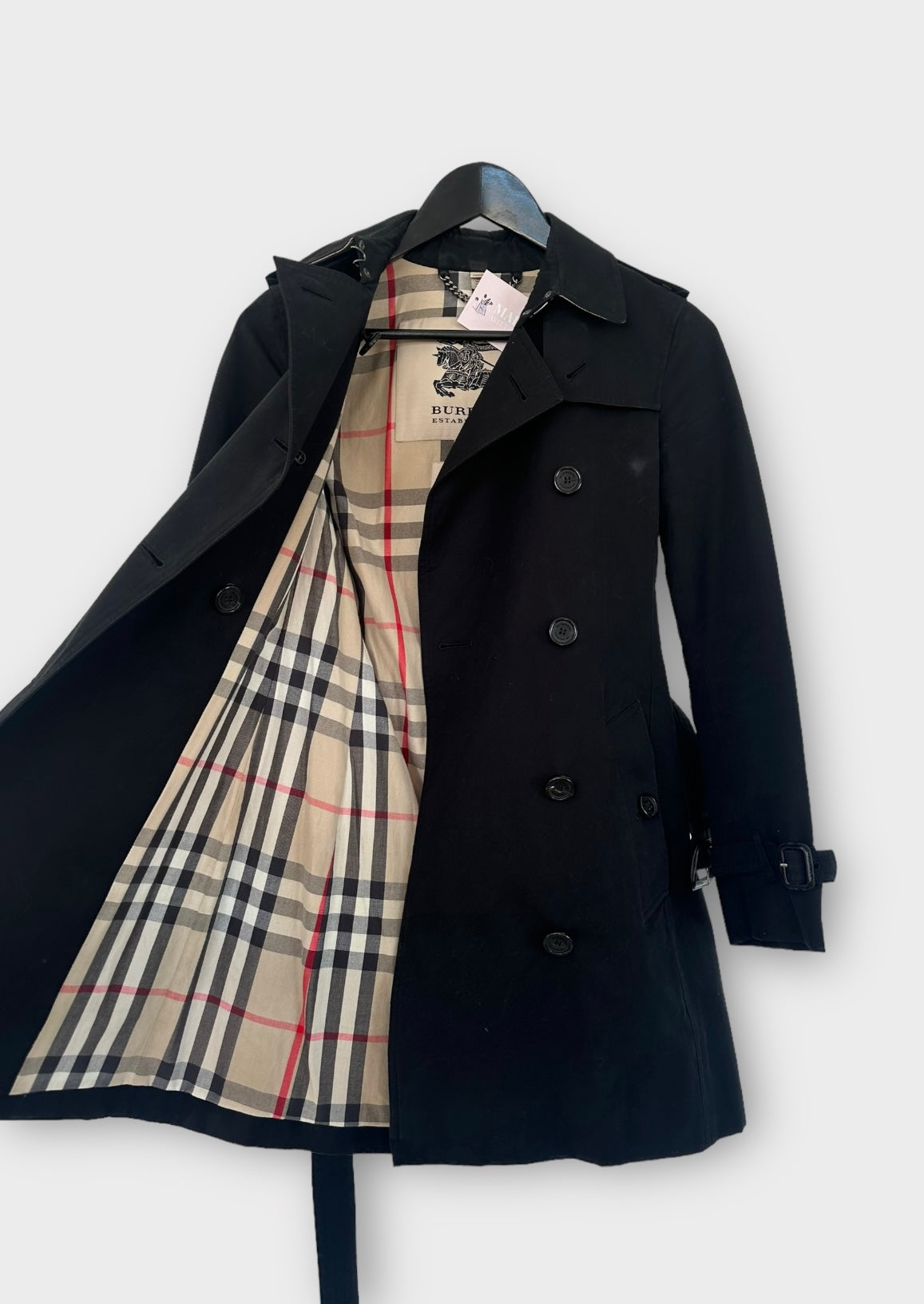 Trench-coat Burberry « the Kensington » heritage noir/ T.XS