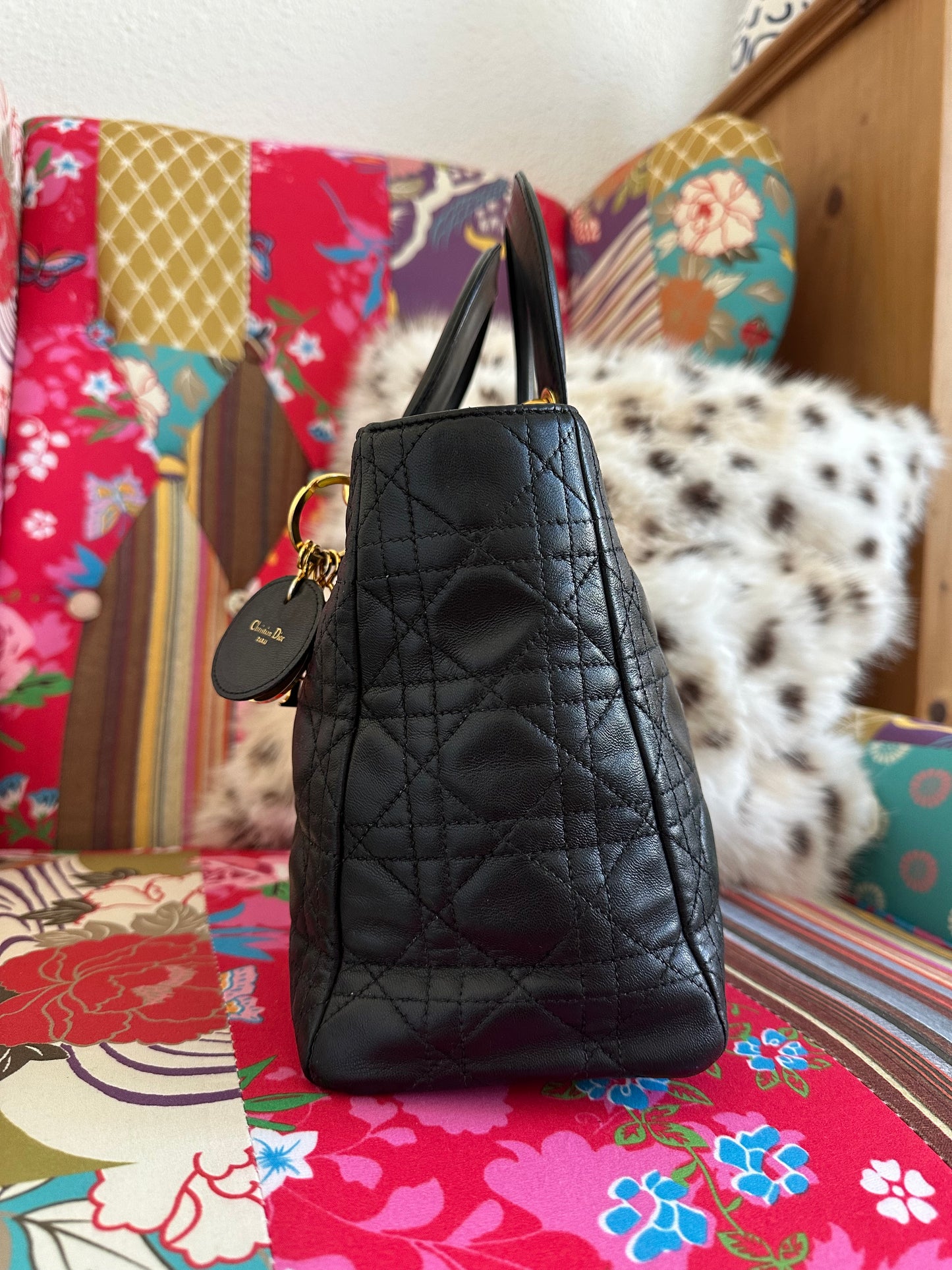 Dior - Lady Dior Medium vintage cuir noir