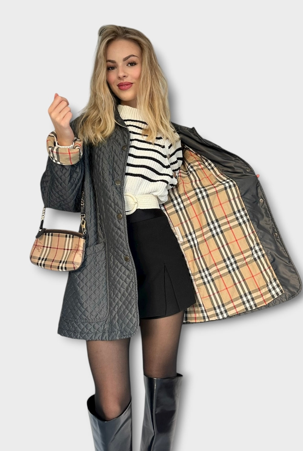 Burberry - vintage Veste matelassée bleu gris | T.M