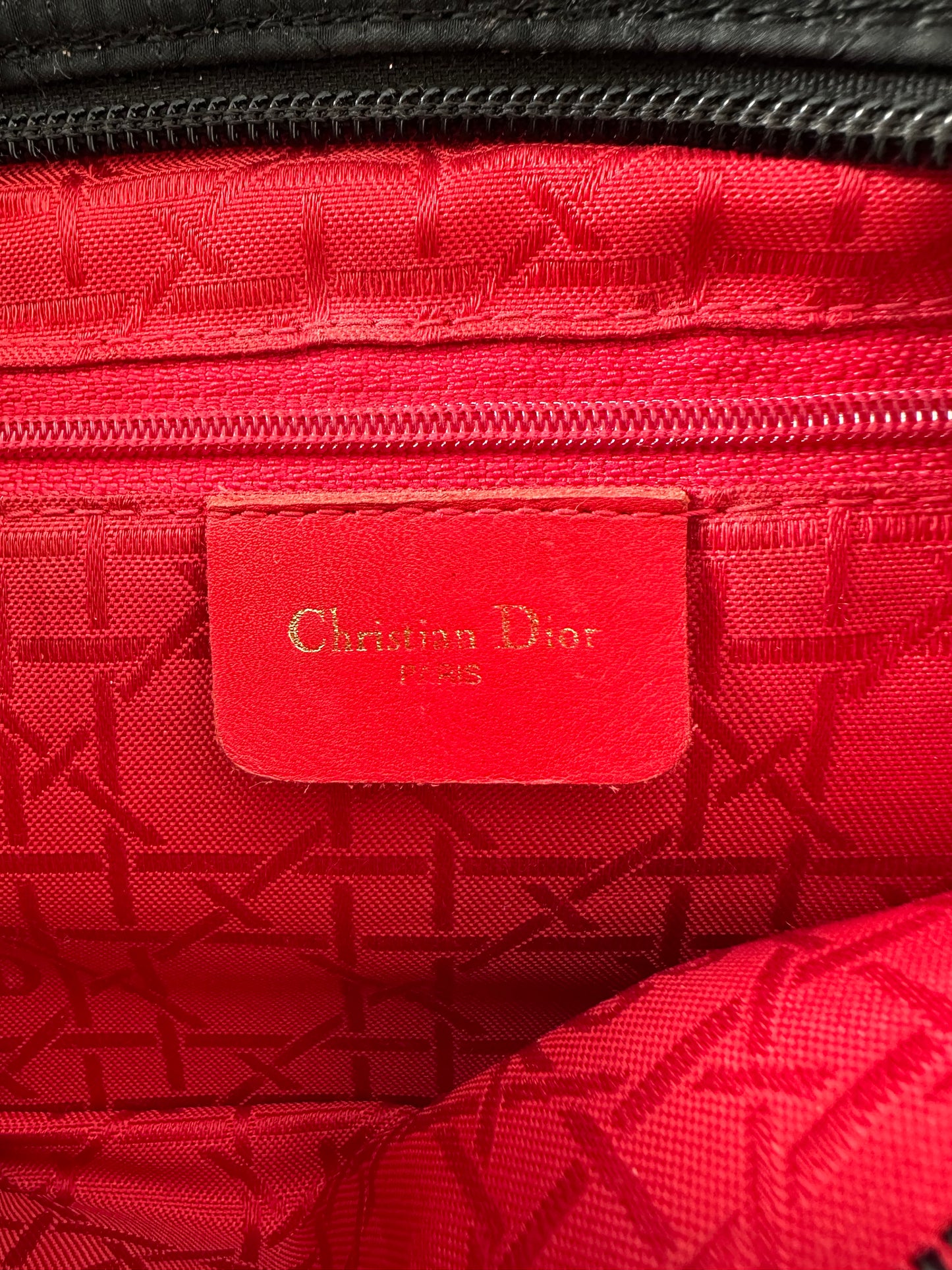 Sac Lady Dior noir Medium tissu vintage