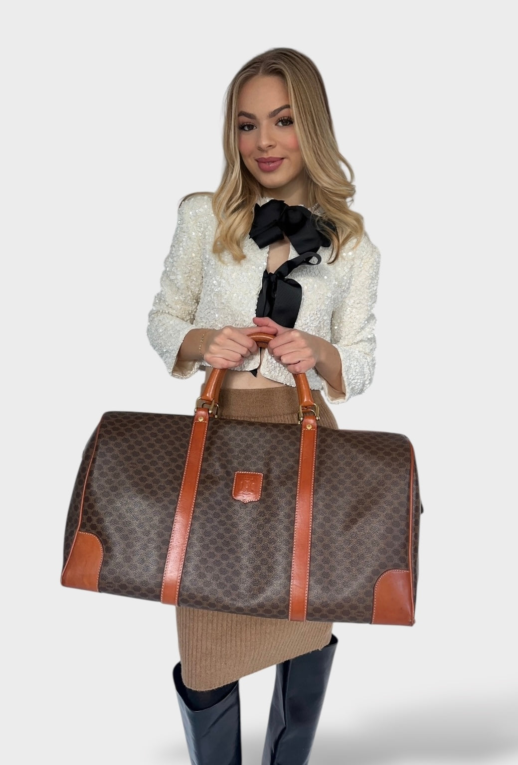 Céline - Sac de voyage 50 toile macadam vintage