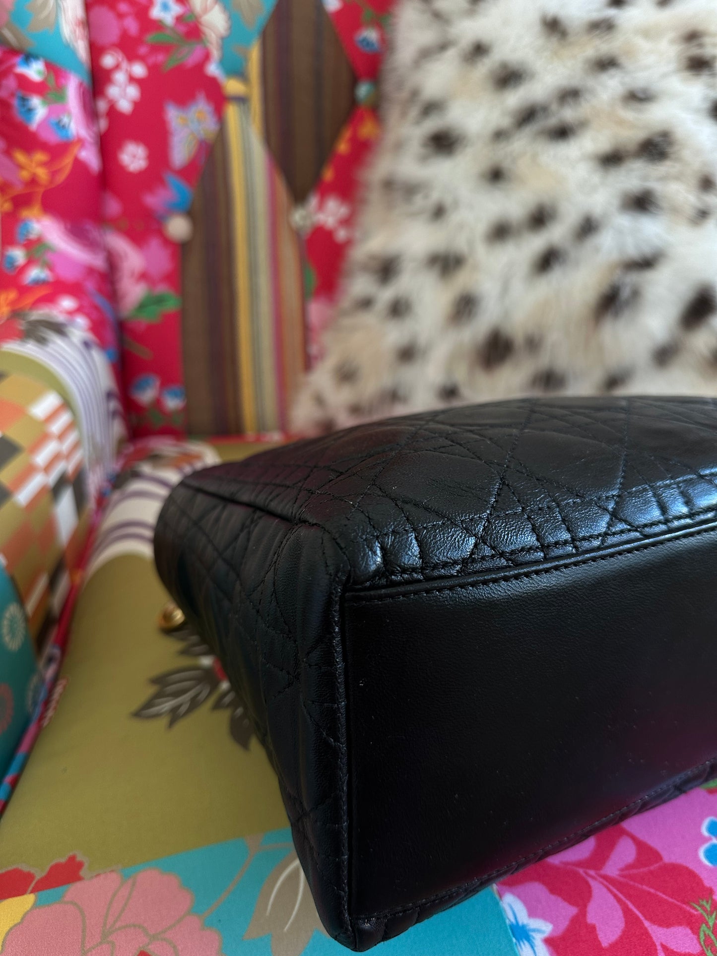 Dior - Lady Dior Medium vintage cuir noir