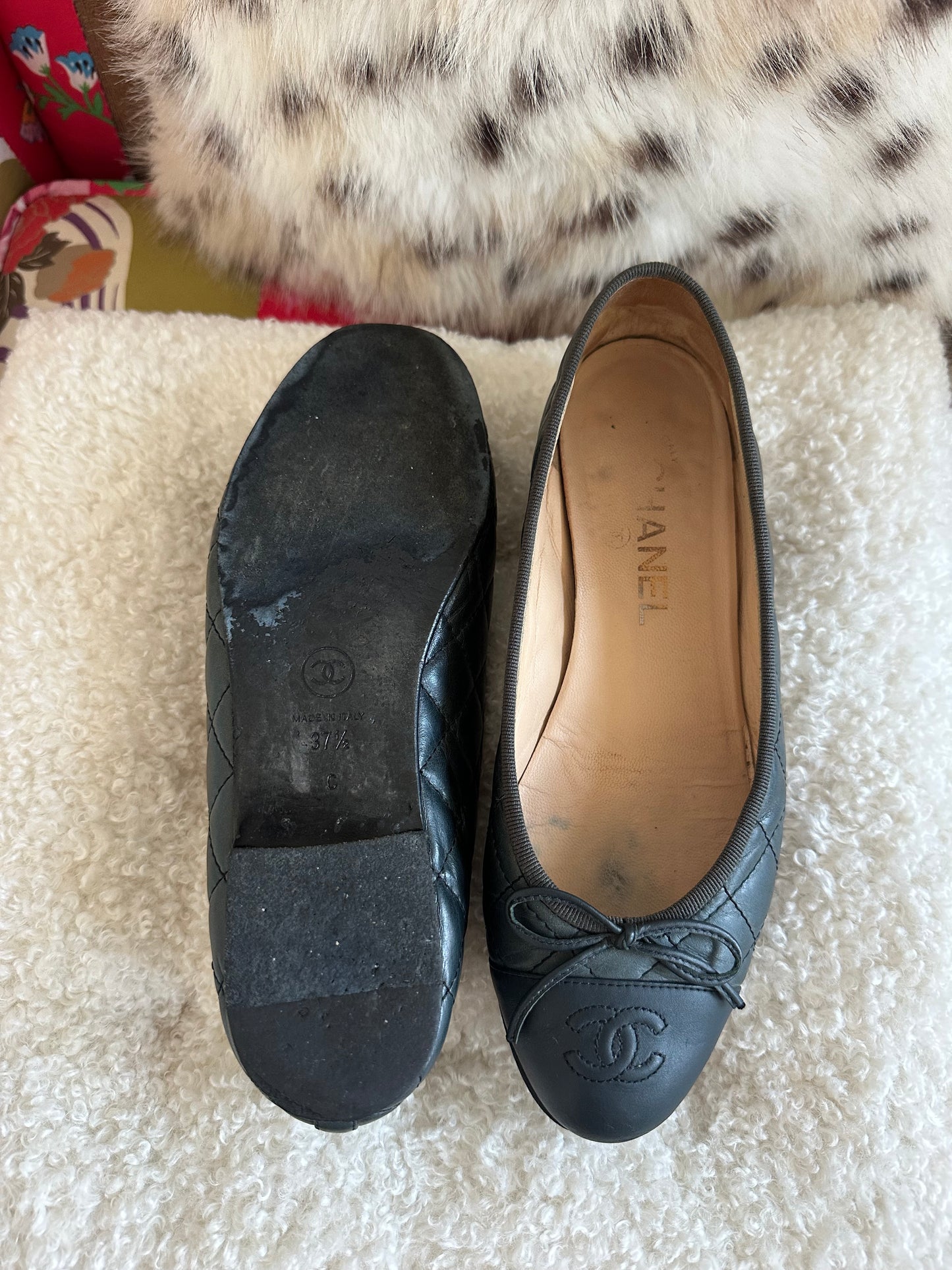 Chanel - Ballerines matelassées bleu marine