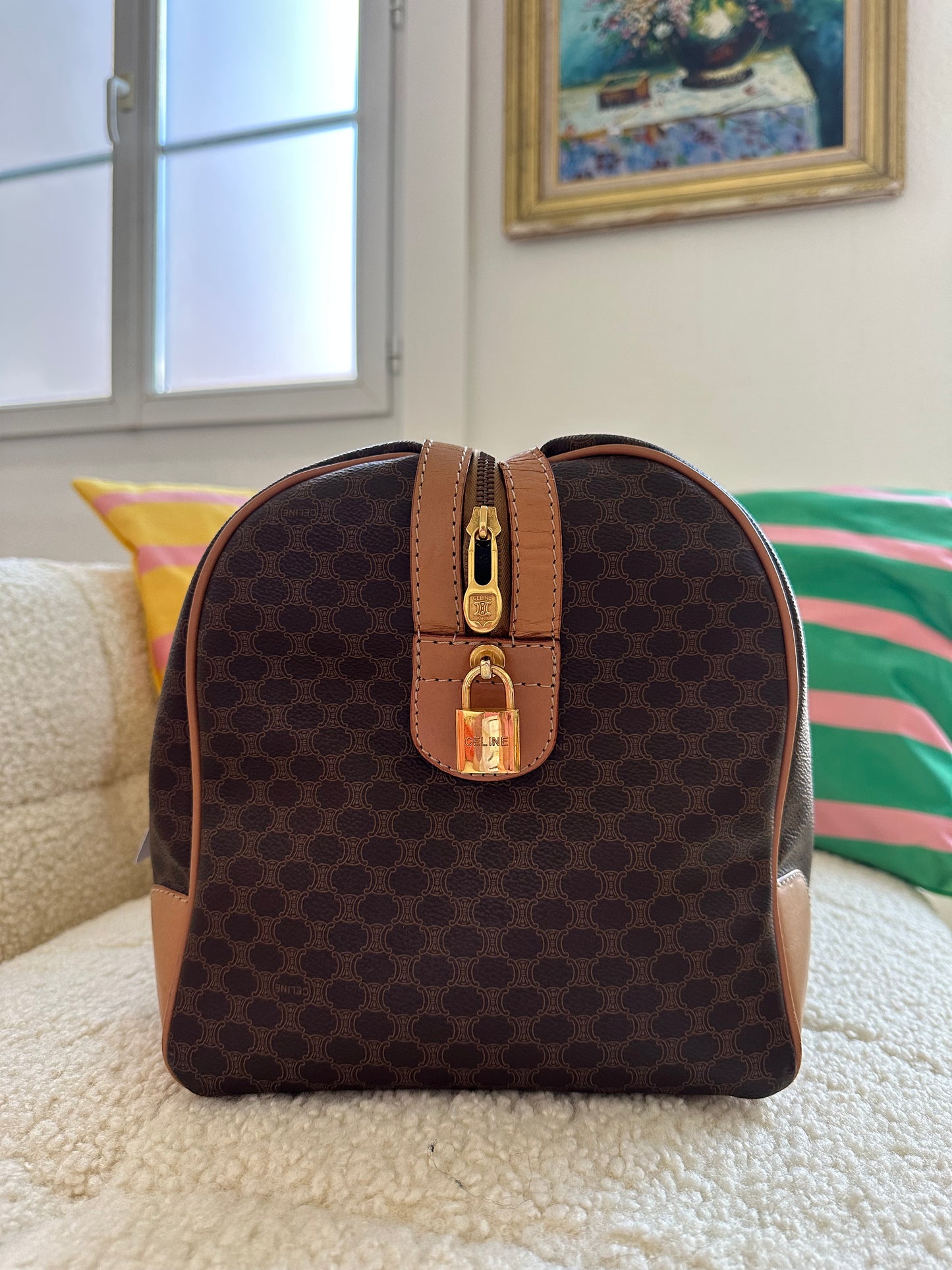 CELINE - Sac de voyage 45 toile macadam vintage