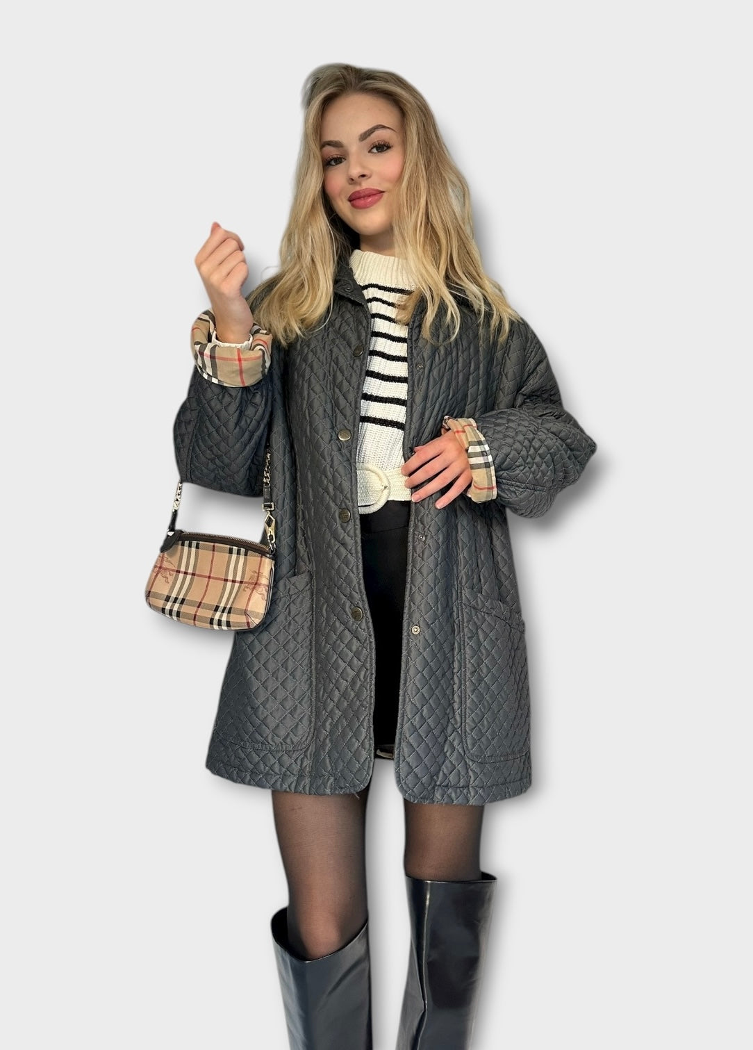 Burberry - vintage Veste matelassée bleu gris | T.M