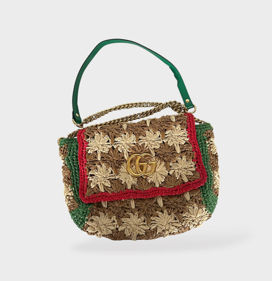 Gucci - GG Marmont floral raphia bandoulière