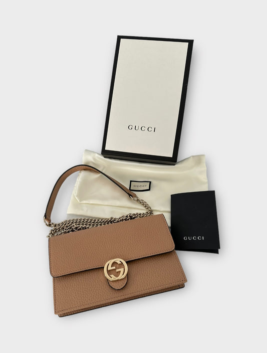 Sac Gucci interlocking marron camel