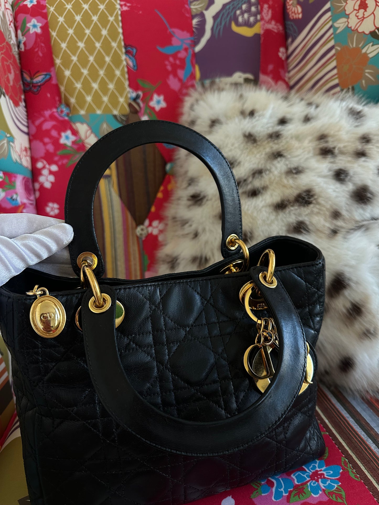 Dior - Lady Dior Medium vintage cuir noir