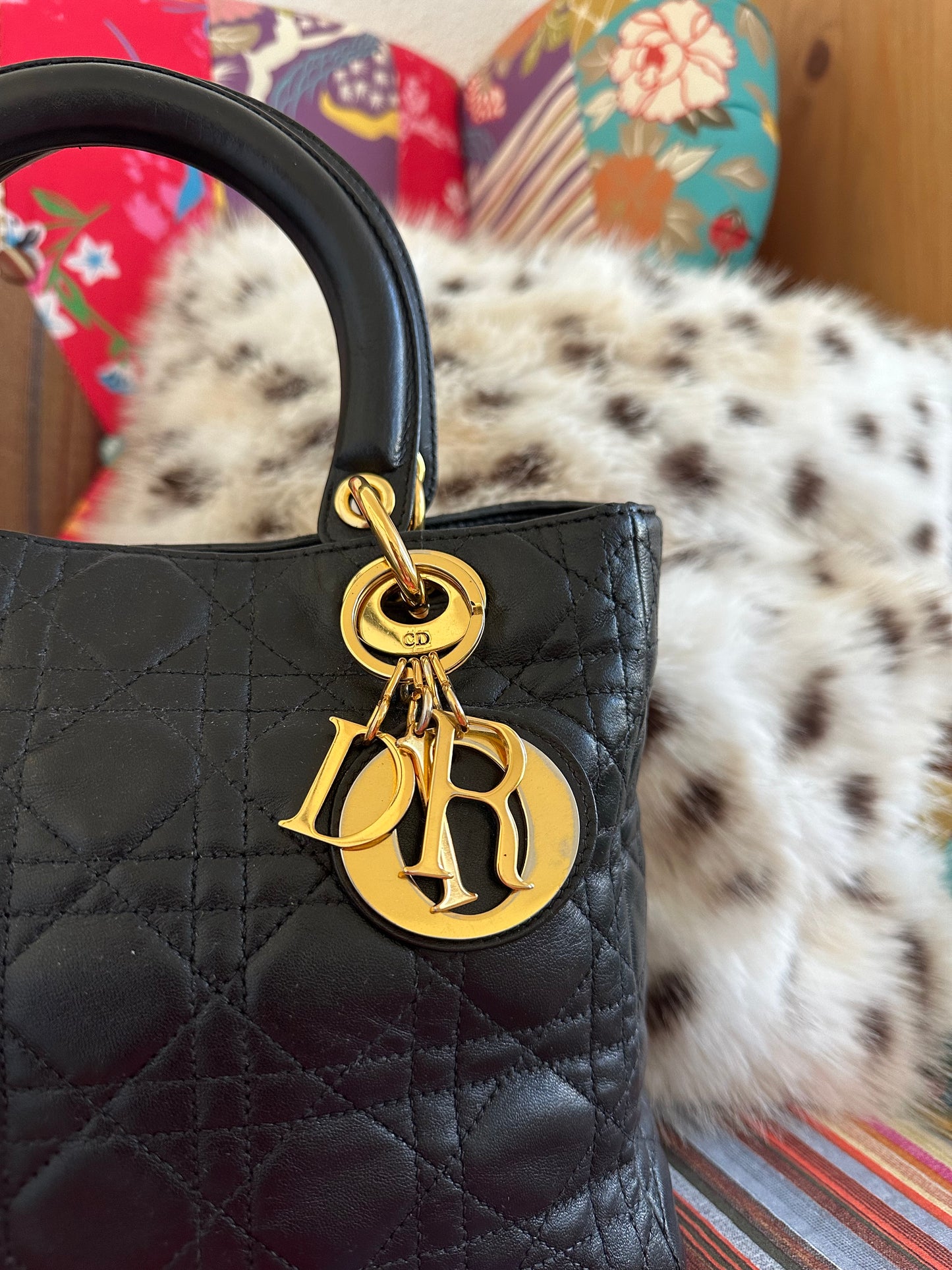 Dior - Lady Dior Medium vintage cuir noir