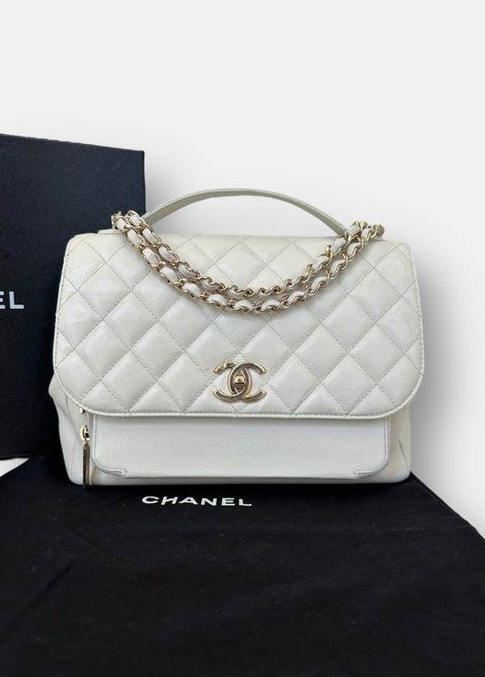 Chanel - Business Affinity cuir caviar blanc cassé