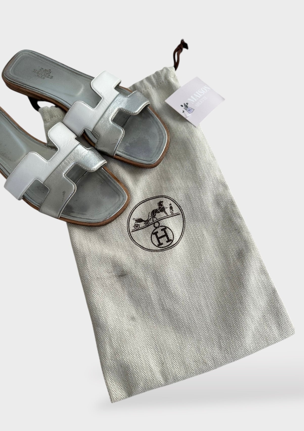 Hermès - Mules Oran bicolore | T.38,5