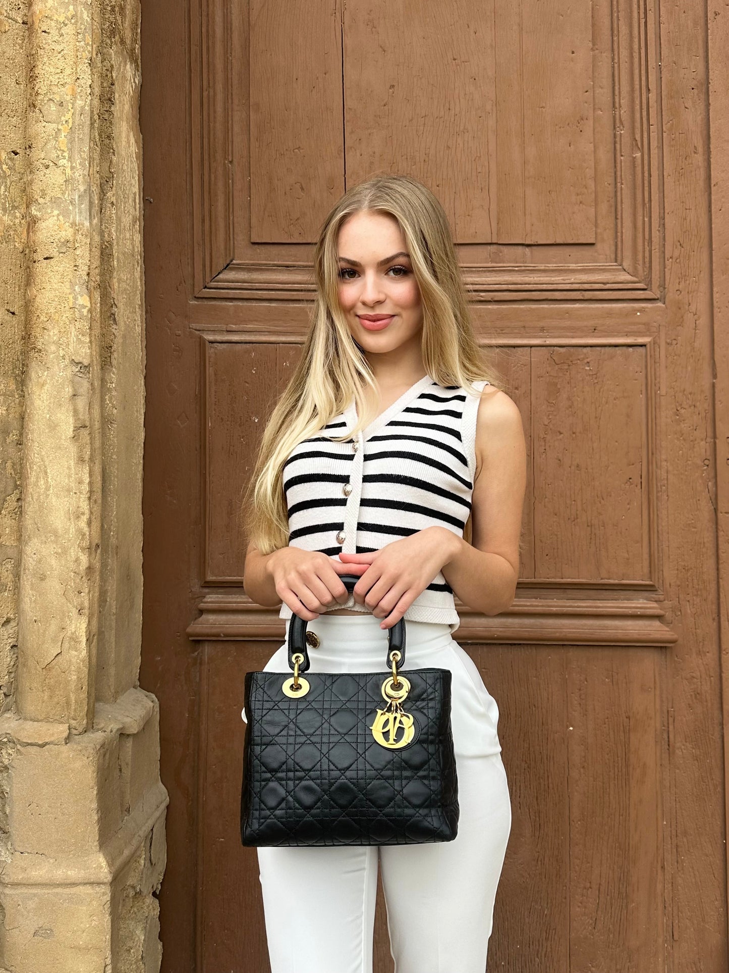 Dior - Lady Dior Medium vintage cuir noir