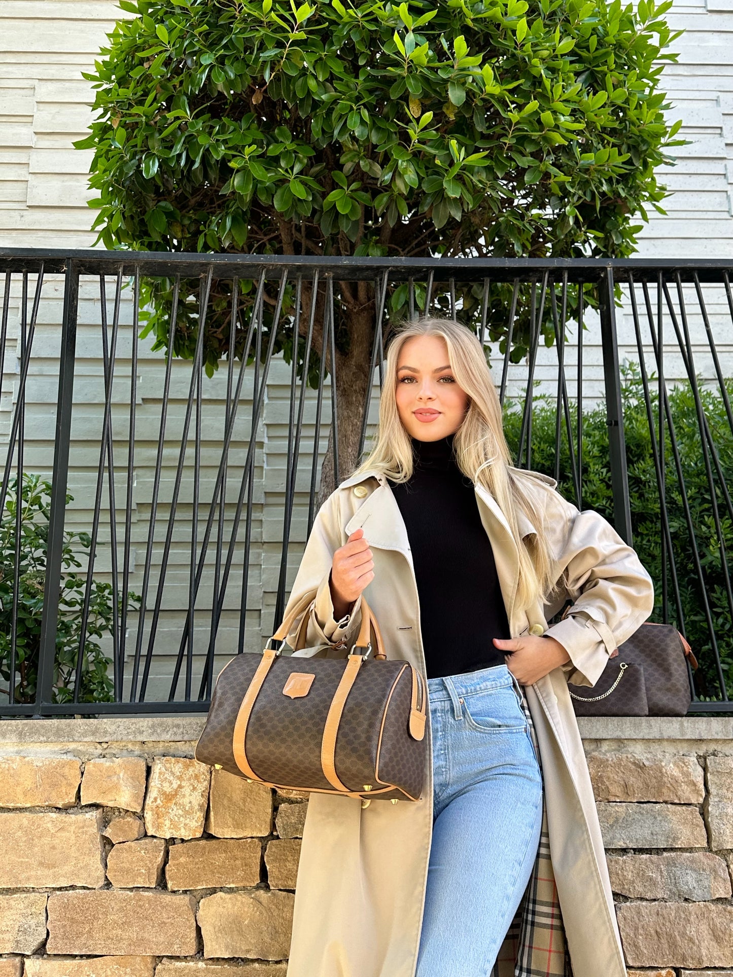 CELINE sac Boston toile Macadam