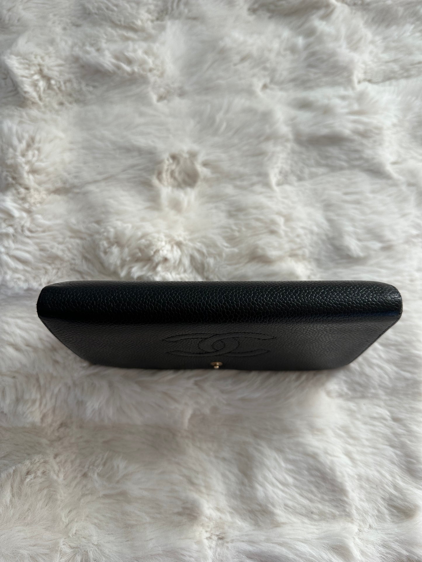 Chanel - Portefeuille long en cuir caviar noir