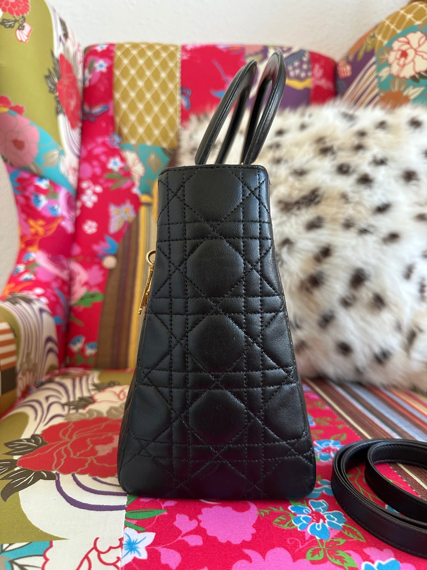 Dior - Lady Dior Medium vintage cuir noir