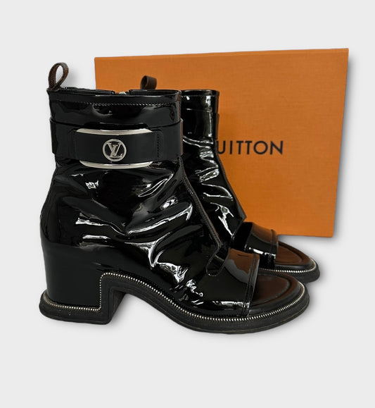 Louis Vuitton - Bottines « Moonlight » cuir vernis noir | T.39