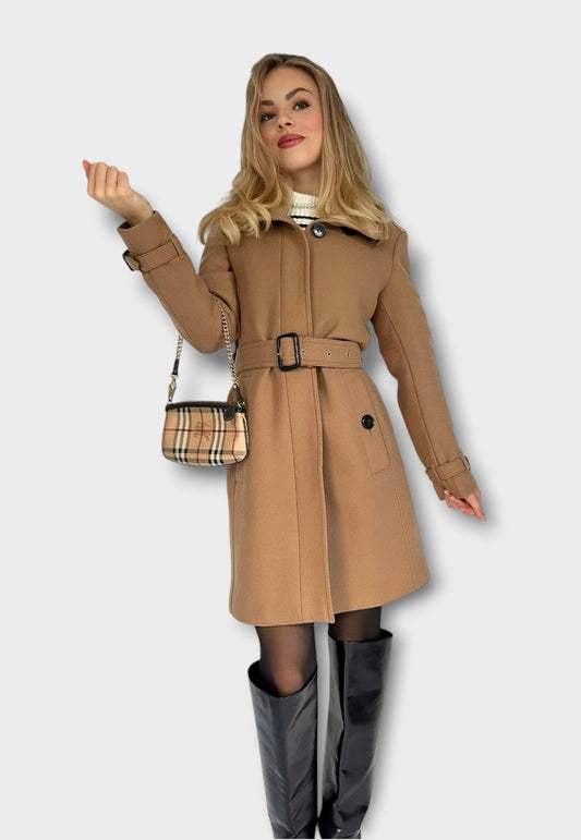 Burberry – Manteau ceinturé en laine Camel | T.M