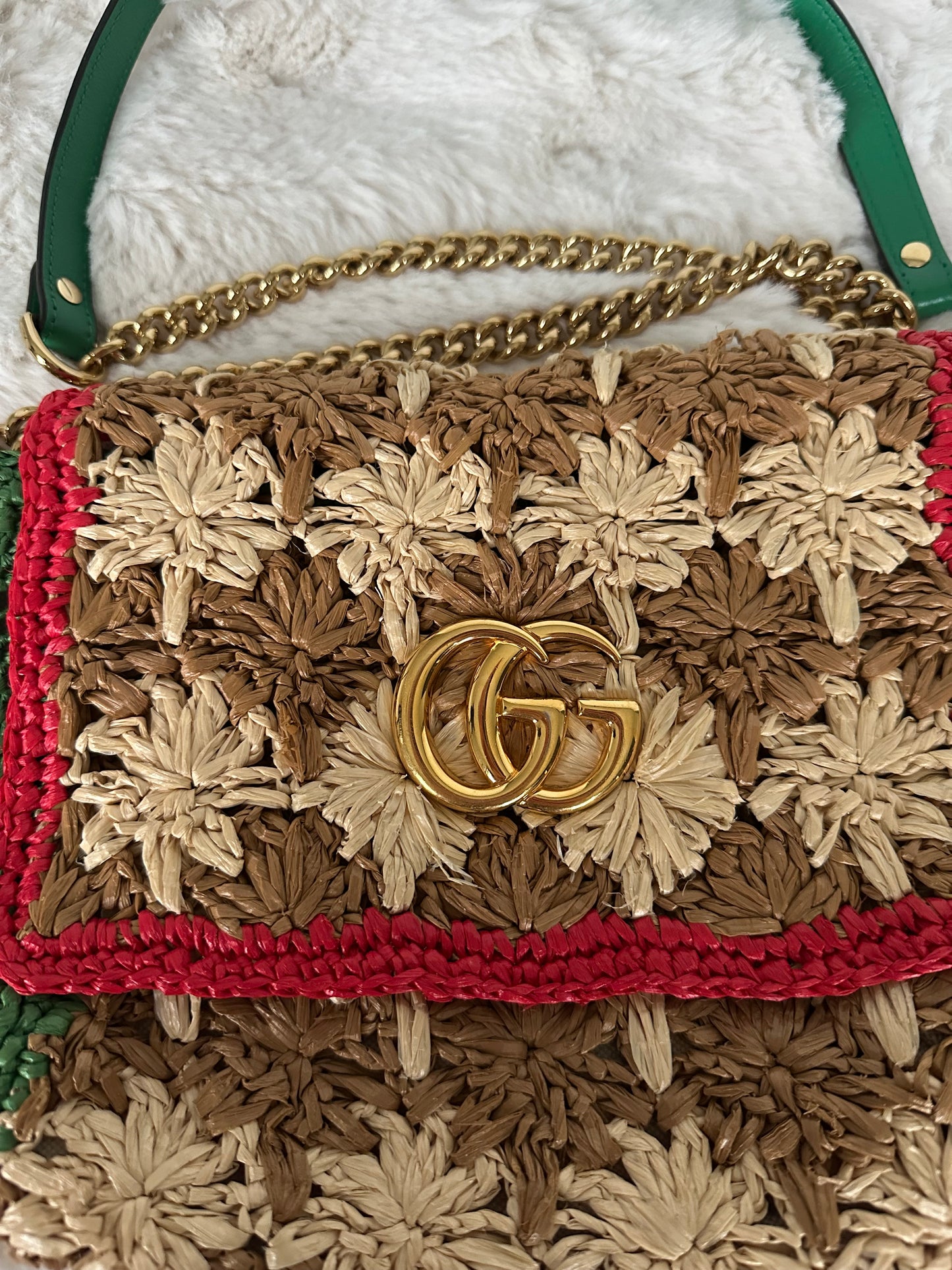 Gucci - GG Marmont floral raphia bandoulière